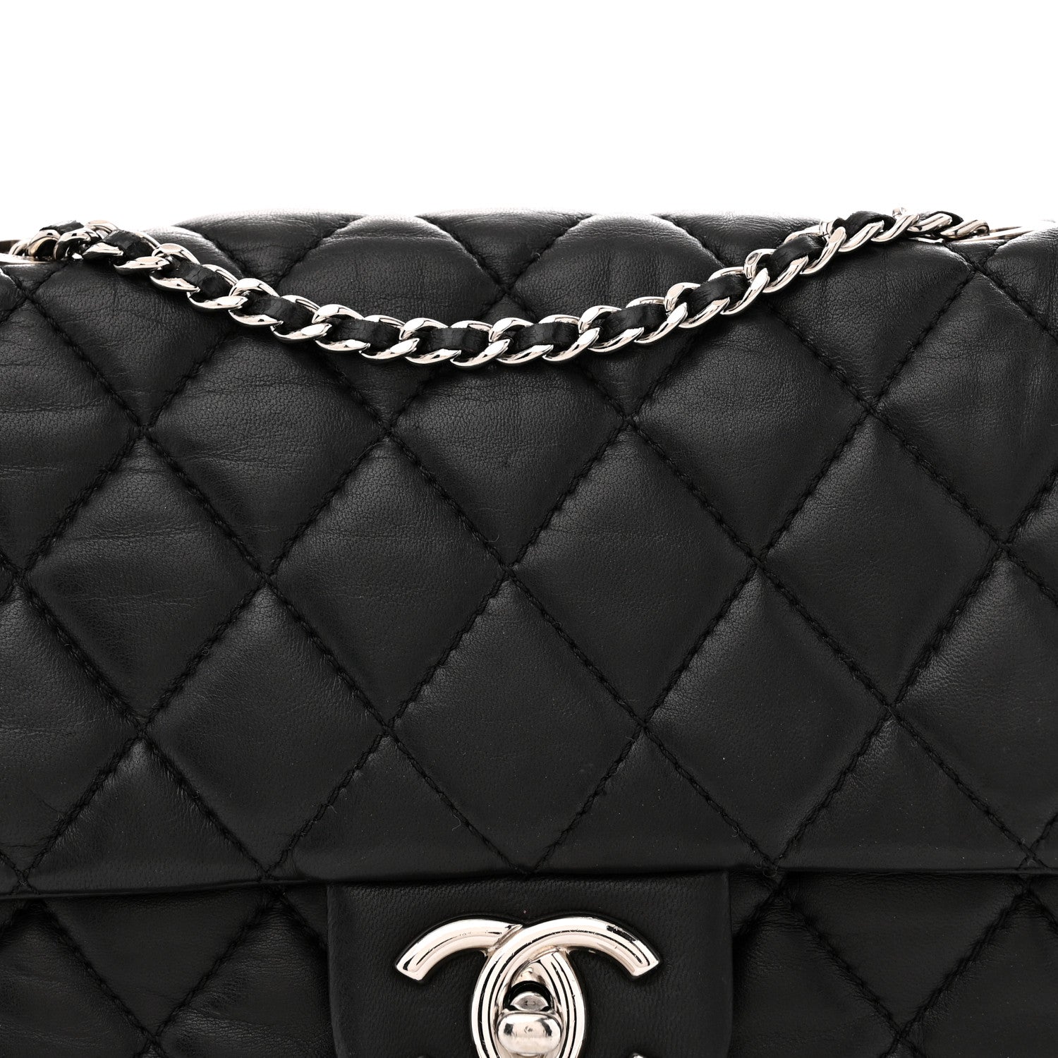 Lambskin Quilted Medium Coco Rain Flap Black
