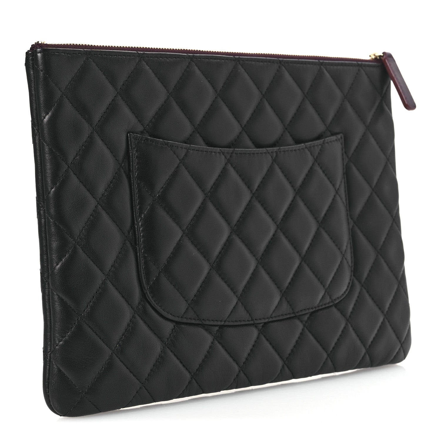 Lambskin Quilted Medium Cosmetic Case Black