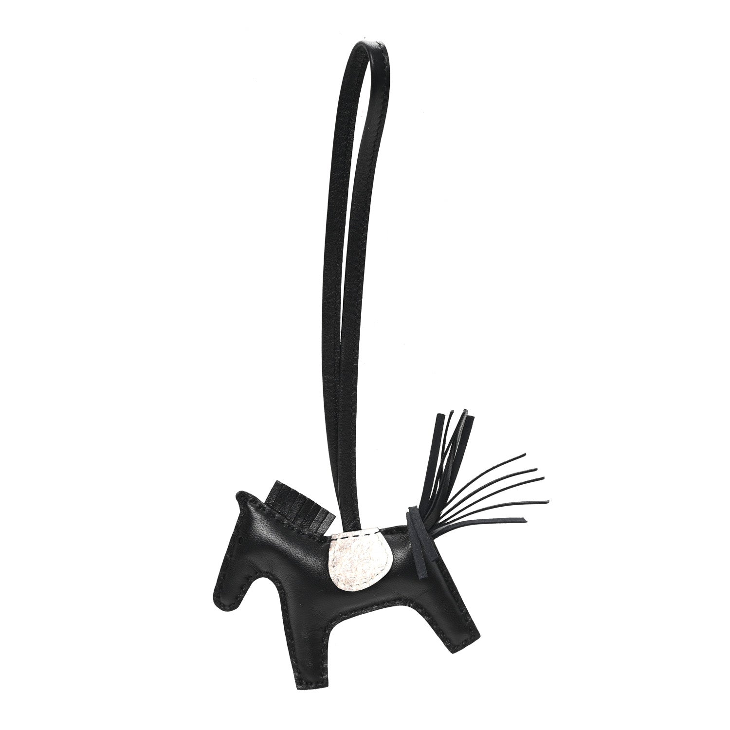 Milo Lambskin Matte Niloticus Crocodile Himalaya Touch Grigri Rodeo Horse Bag Charm PM Black White