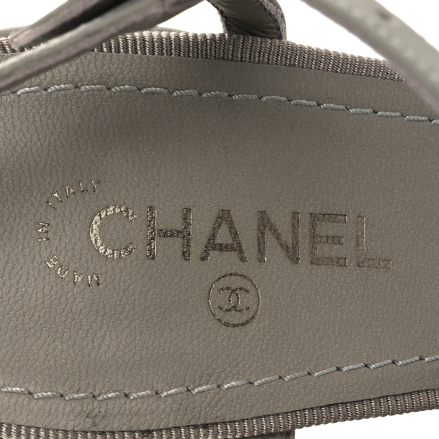 Lambskin Grosgrain Bow CC Sandals 36.5 Gris