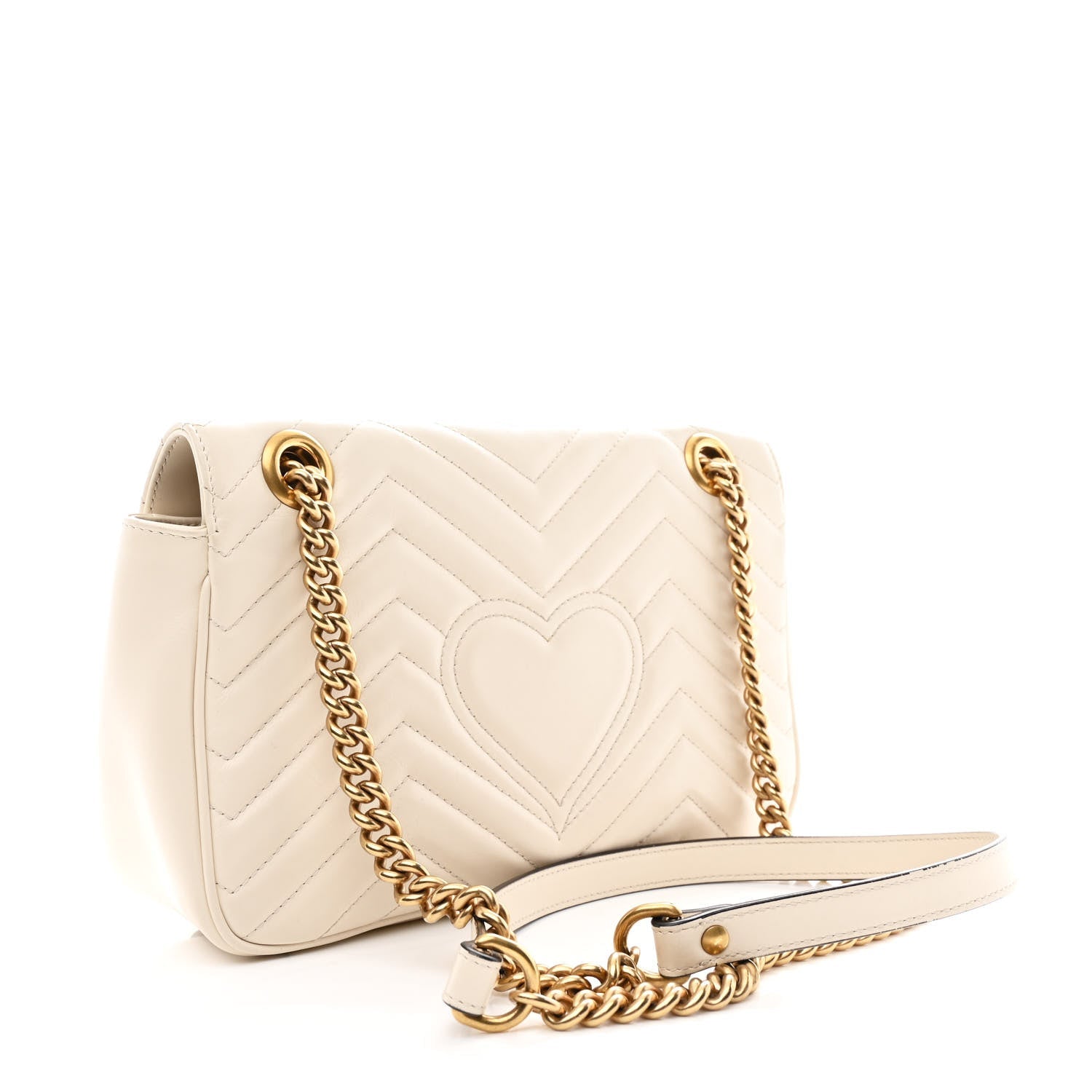 Calfskin Matelasse Small GG Marmont Shoulder Bag White