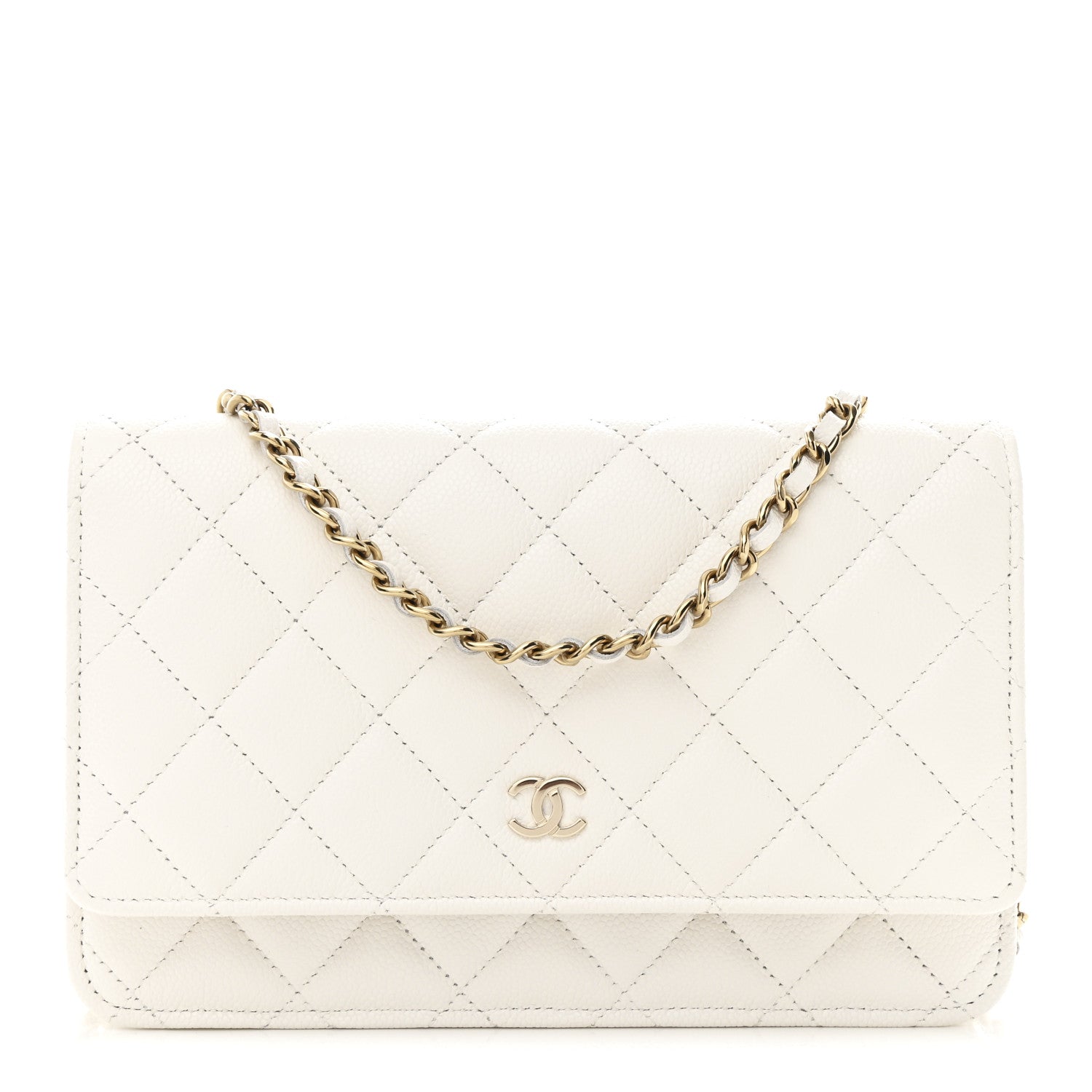 Caviar Quilted Wallet On Chain WOC White