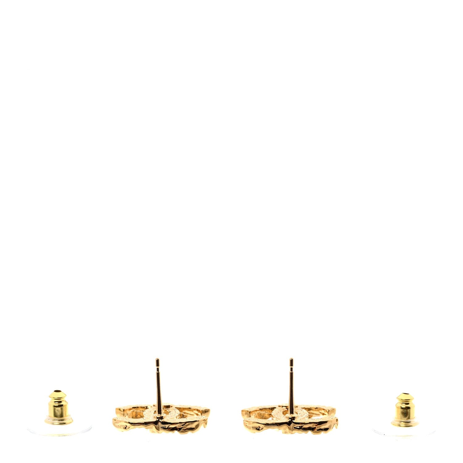 Metal Textured CC Earrings Gold