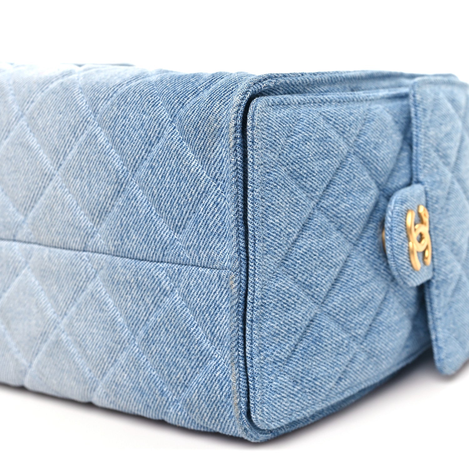 Washed Denim Quilted Small Chanel 25 Handbag Blue
