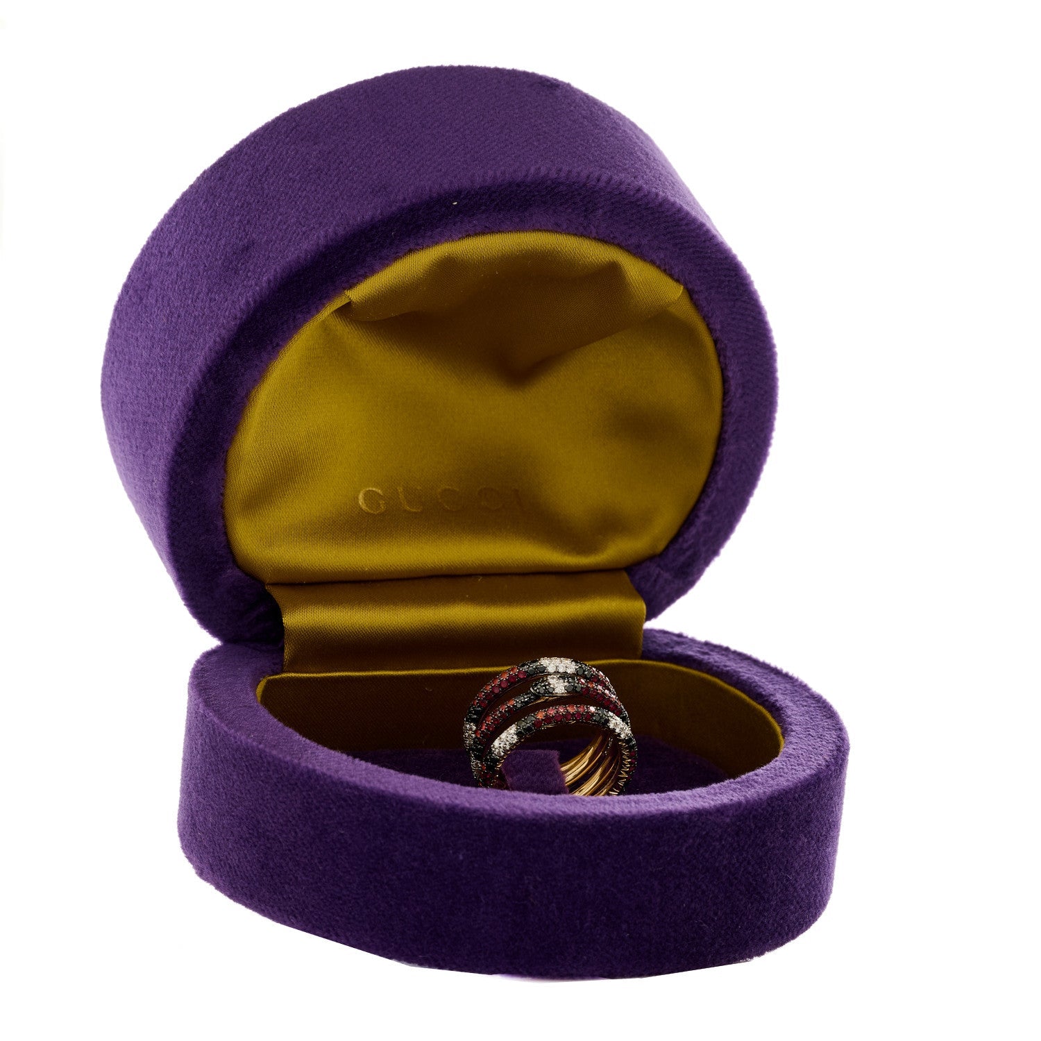 18K Yellow Gold Black Diamond Topaz Sapphire Diamond Ouroboros Snake Three-Row Ring 53 6.25