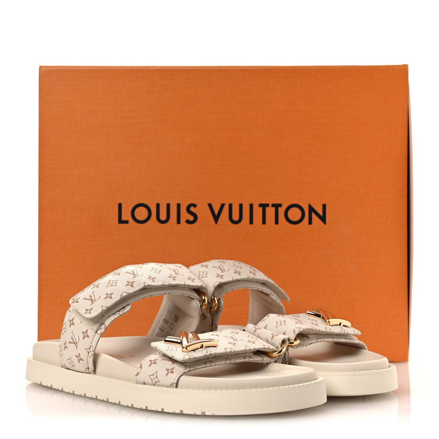 Monogram LV Sunset Comfort Flat Sandals 40 Dune Beige