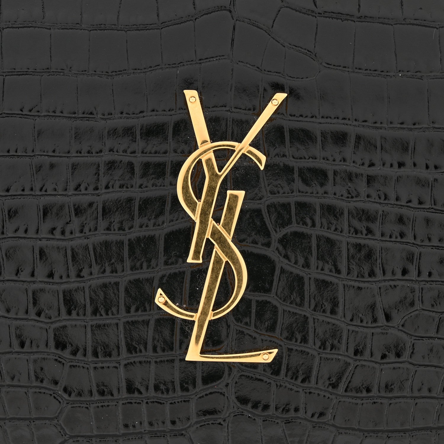 Calfskin Crocodile Embossed Cassandre Wallet On Chain WOC Black