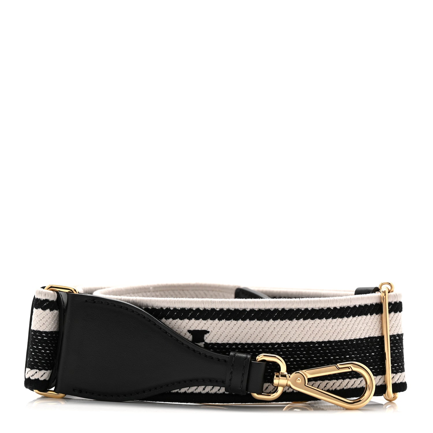 Canvas Calfskin Logo Shoulder Strap Black White