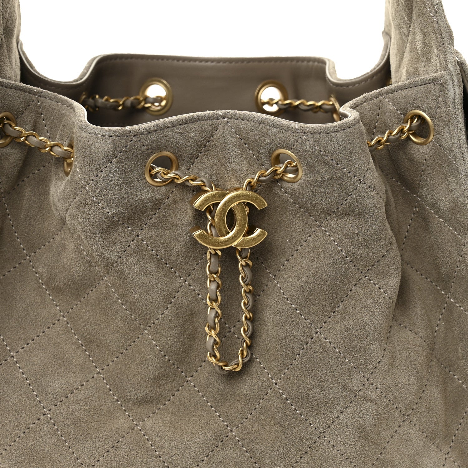 Suede Quilted Small Chanel 25 Handbag Dark Grey