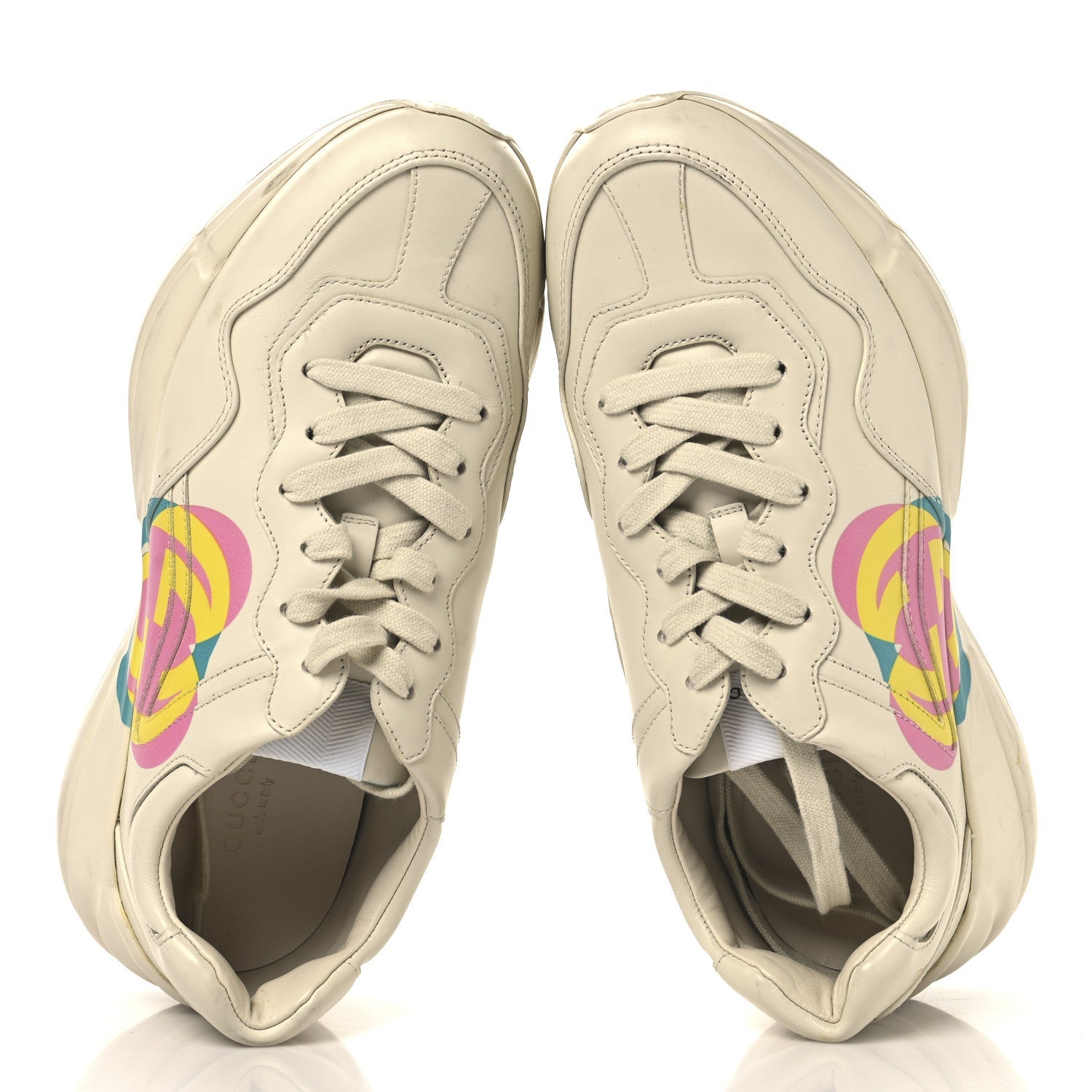 Calfskin Heart Rhyton Sneakers 39.5 Ivory