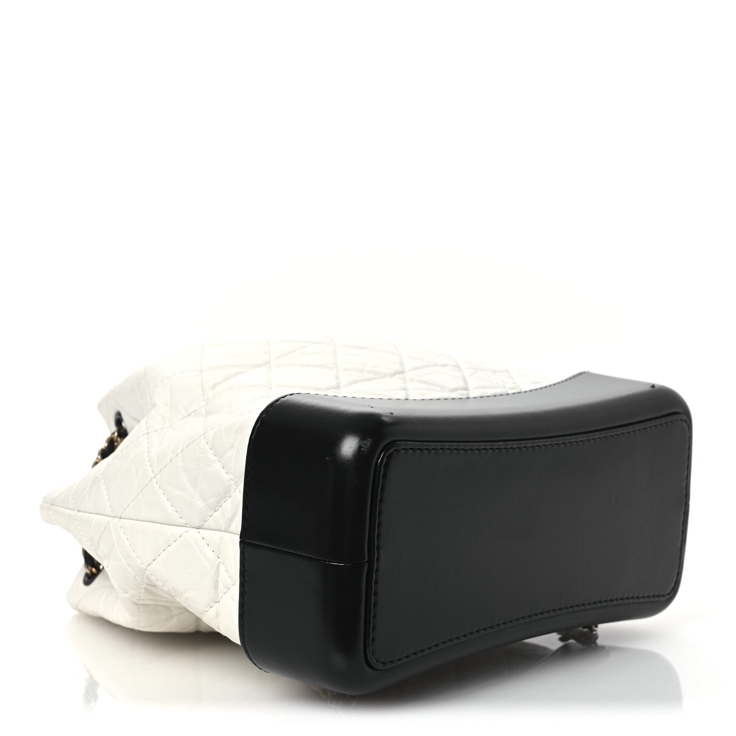 Aged Calfskin Quilted Gabrielle Backpack Black White