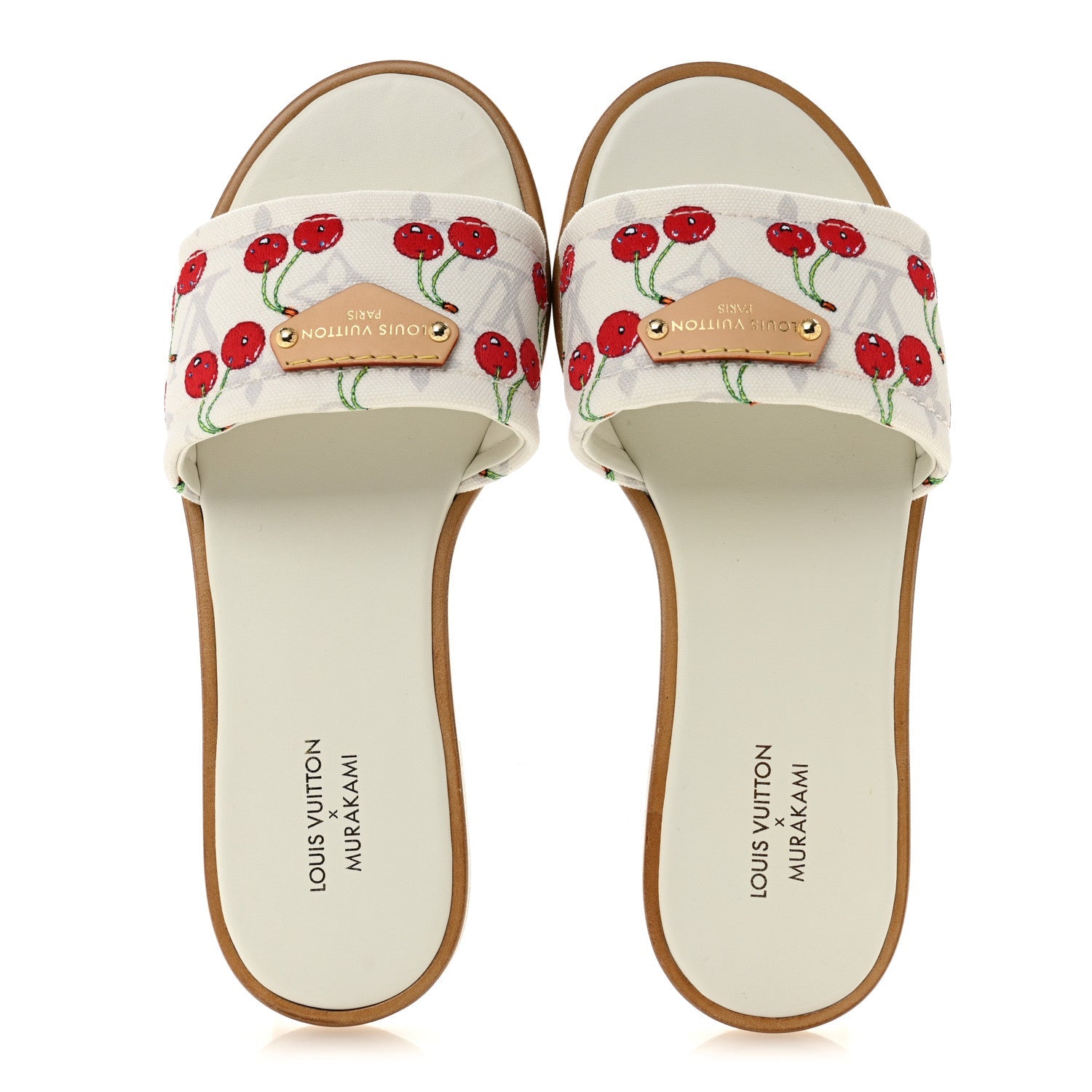 LV x TM Raffia Monogram Cerises Lily Flat Mule 36.5 White