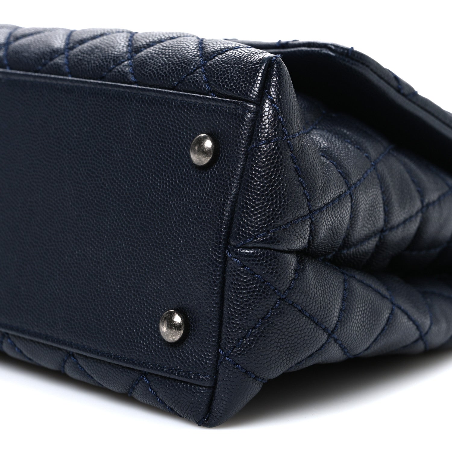 Caviar Quilted Small Coco Handle Flap Navy