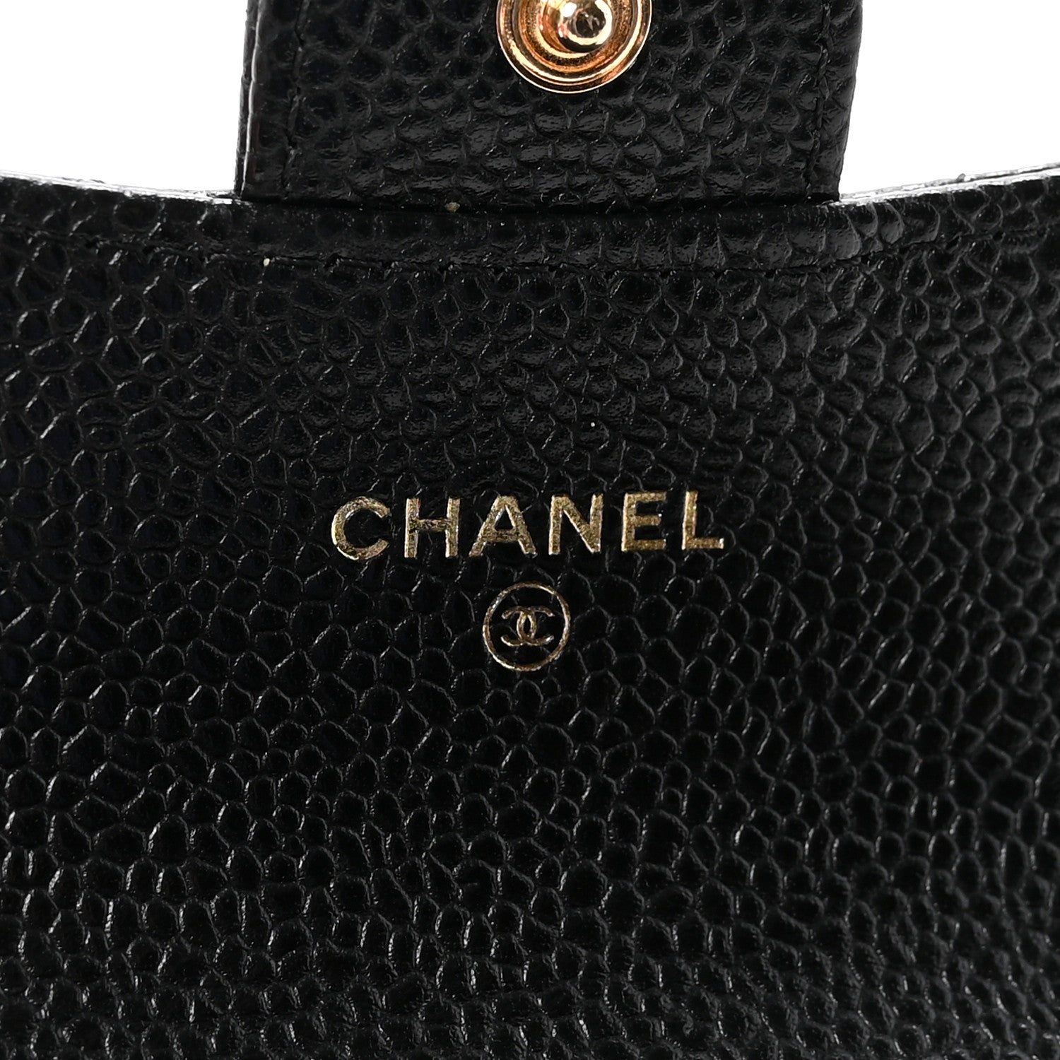 Caviar Quilted Flap Card Holder Wallet Black