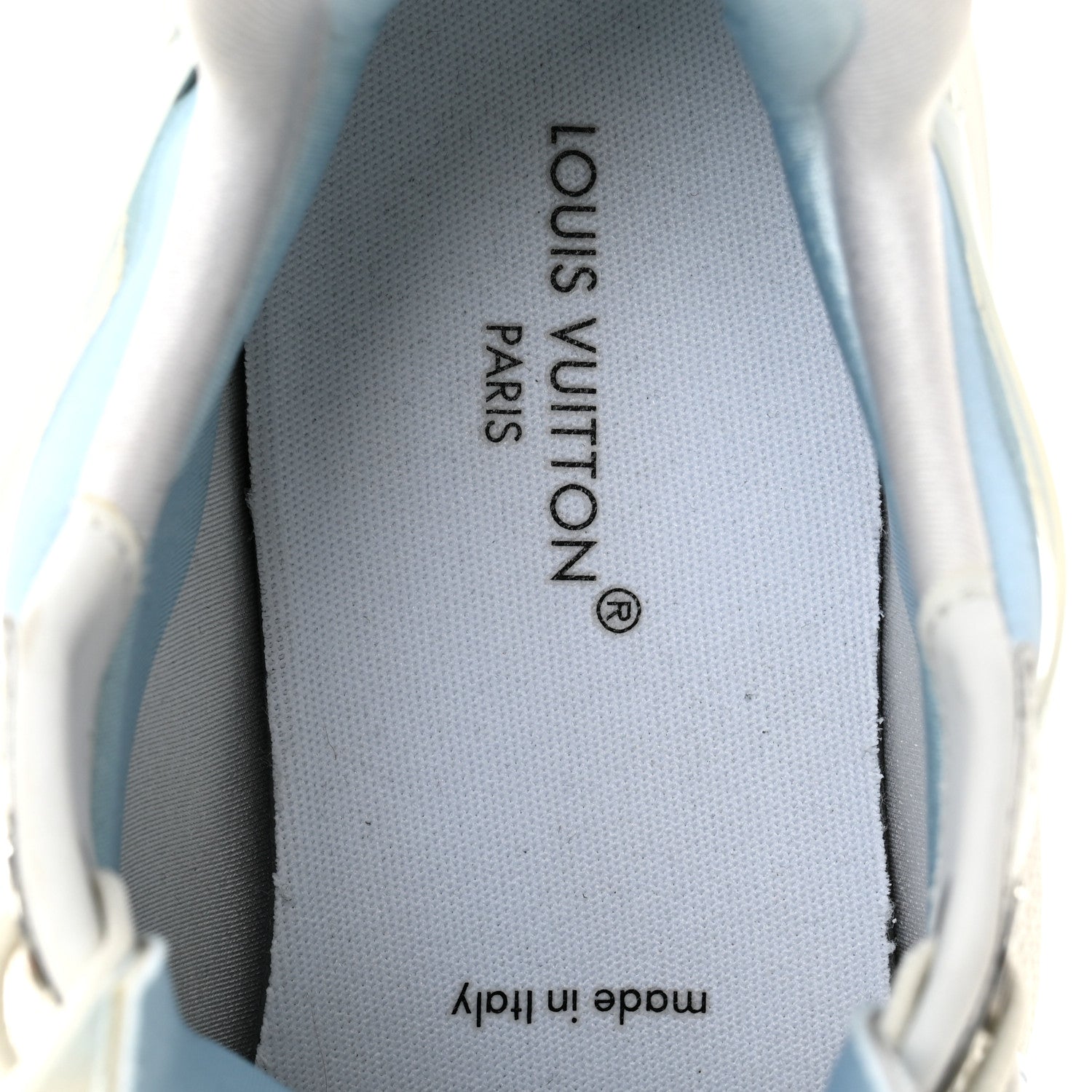 Patent Calfskin Technical Mesh Monogram Run 55 Sneakers 37 Bleu Clair