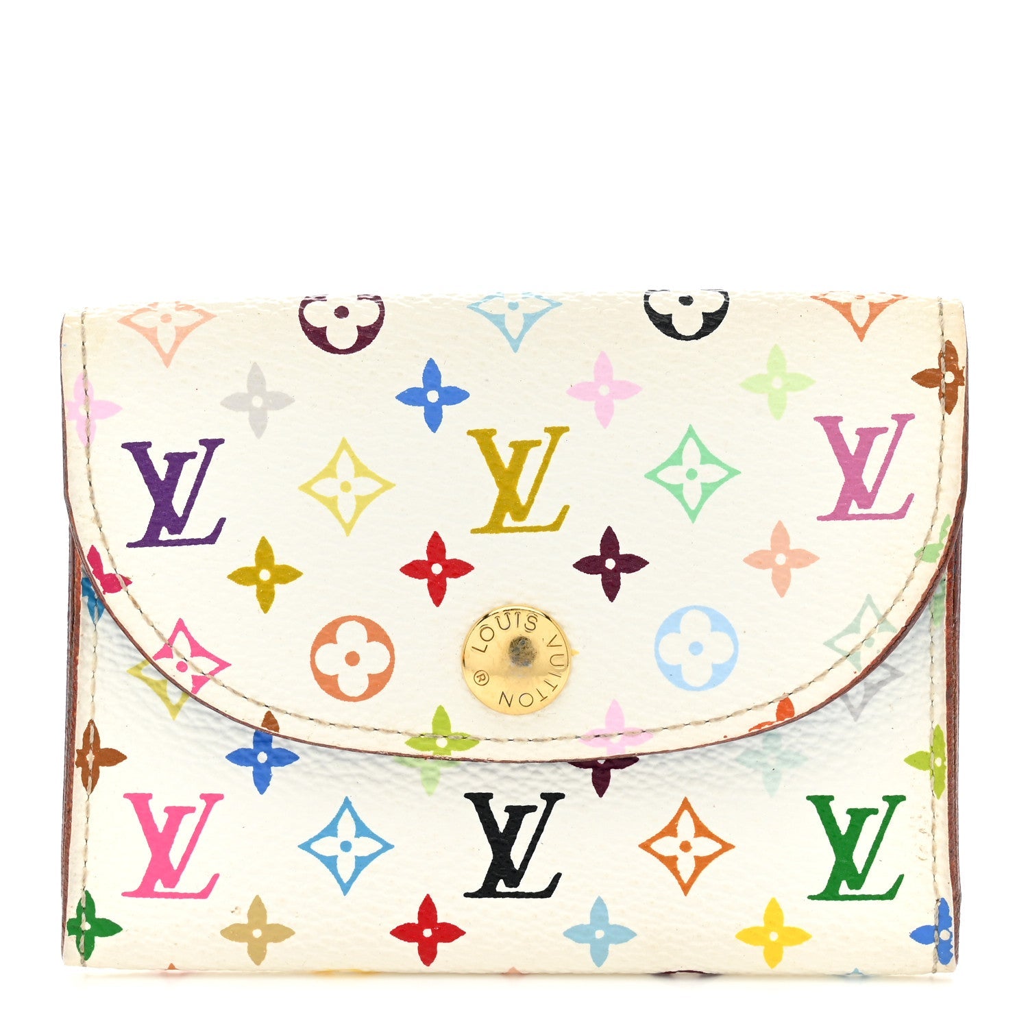 Monogram Multicolor Business Card Holder White Raisin