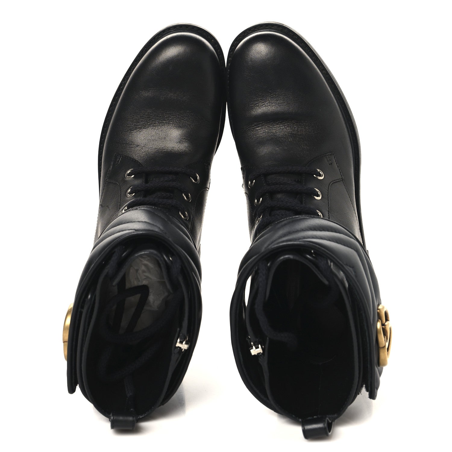 Flores Calfskin Nappa Matelasse GG 40mm Ankle Boots 37 Black