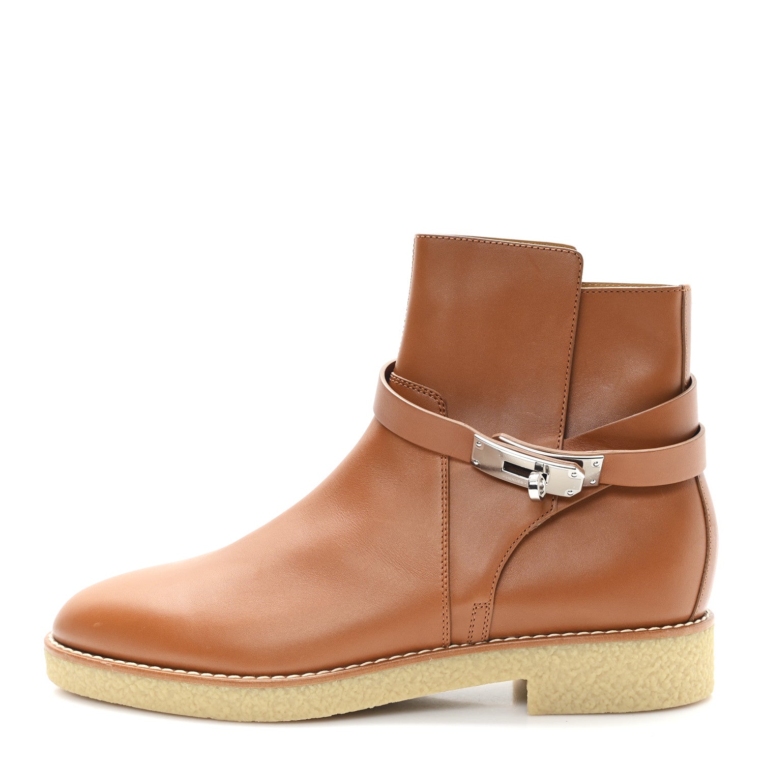 Heritage Calfskin Follow Ankle Boots 40.5 Naturel