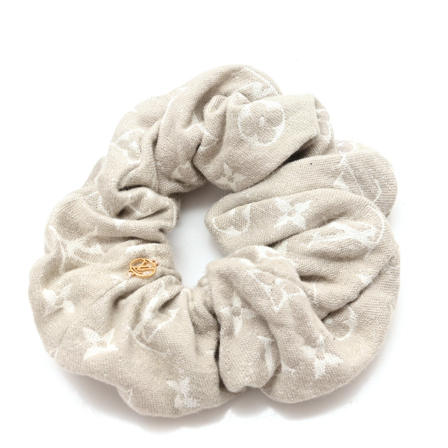 Cotton Denim Chouchou Scrunchy Beige