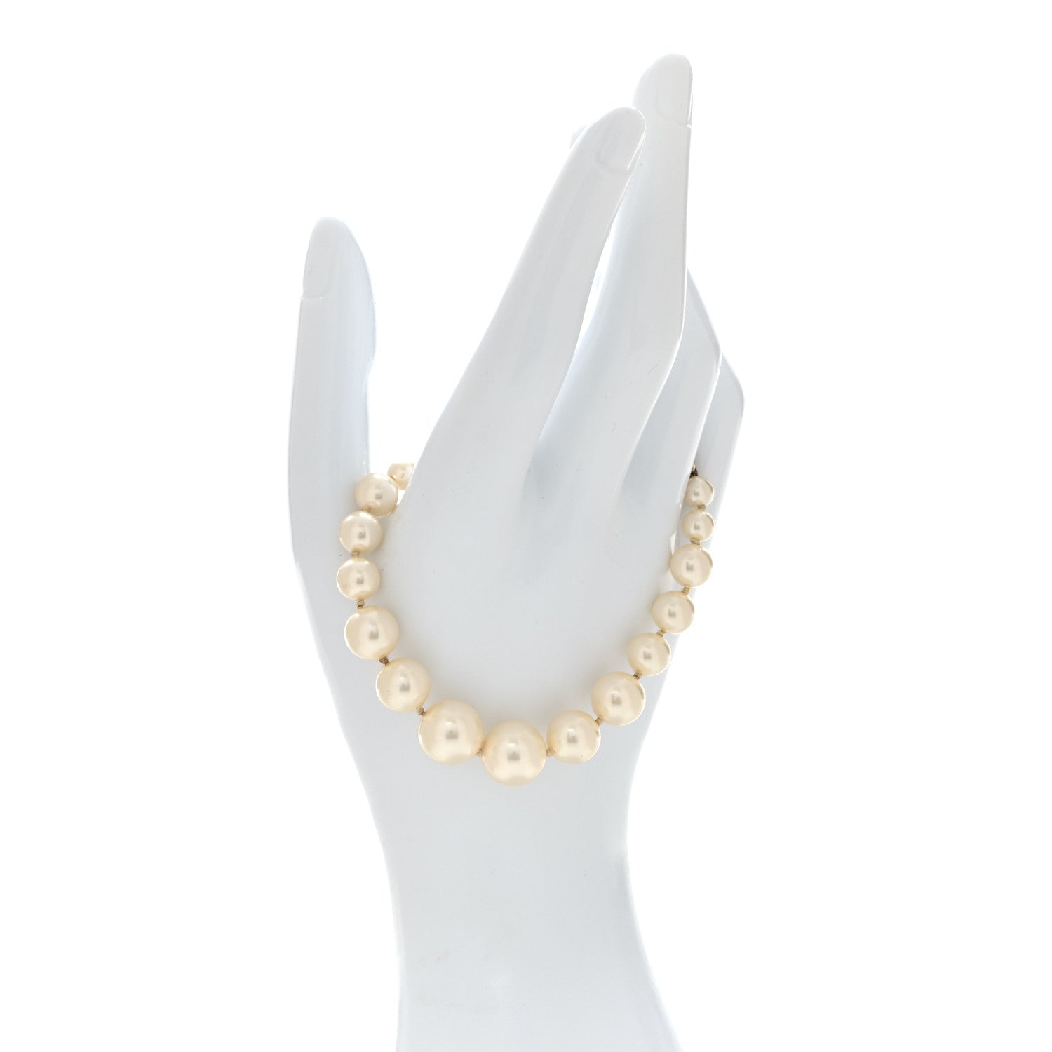 Graduated Pearl Crystal CC Bracelet Gold