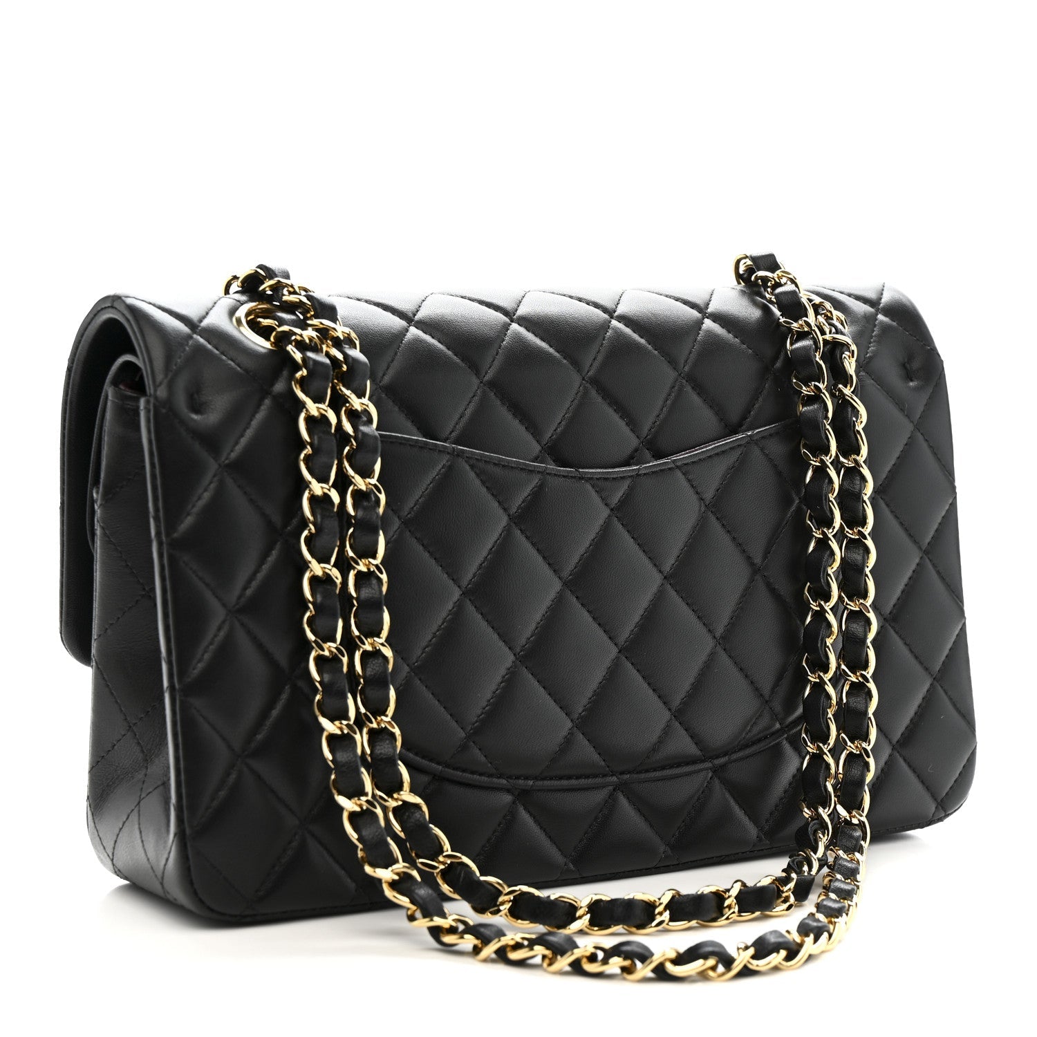 Lambskin Quilted Medium Double Flap Black