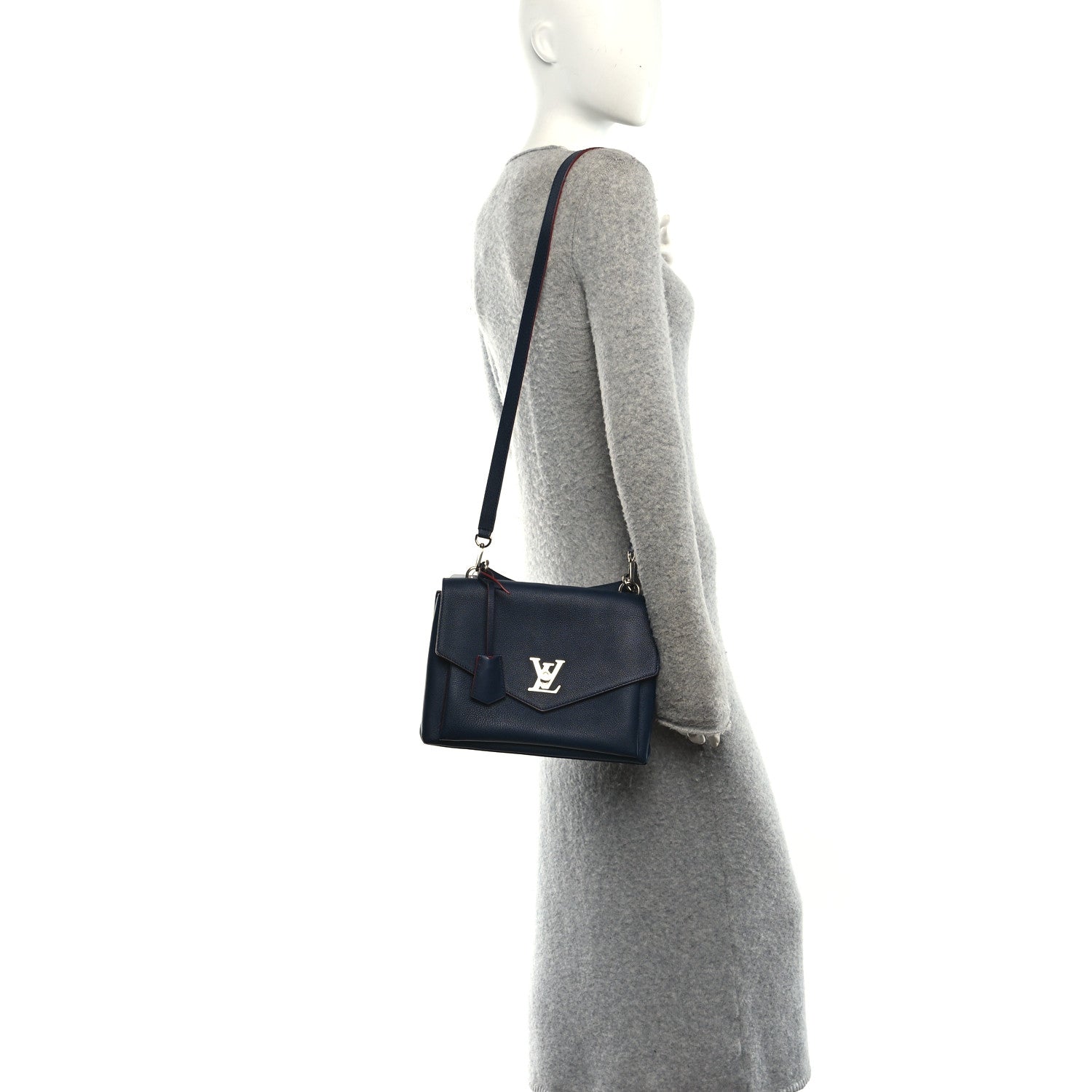 Soft Calfskin My Lockme Top Handle Marine Rouge