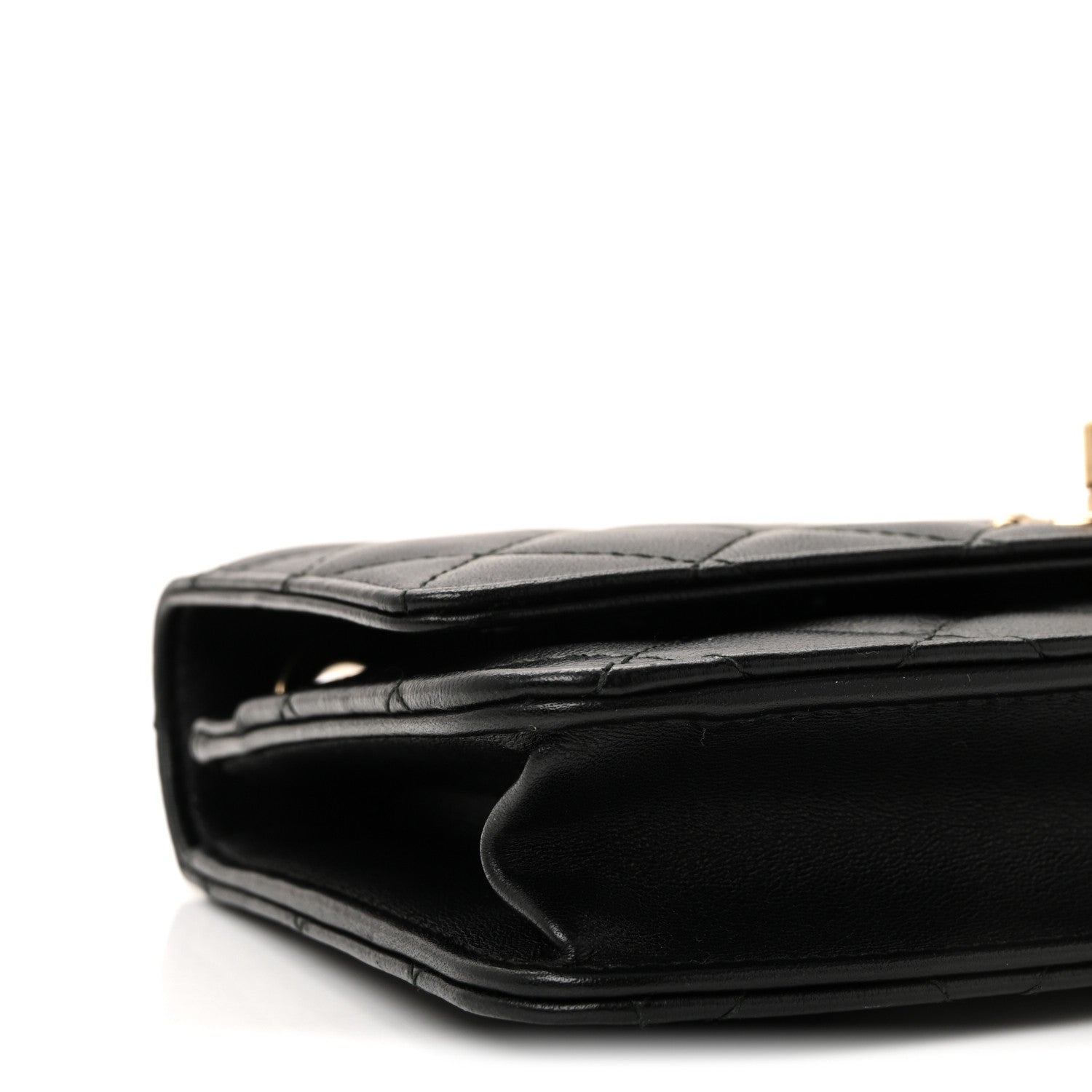 Lambskin Quilted Trendy CC Wallet On Chain WOC Black