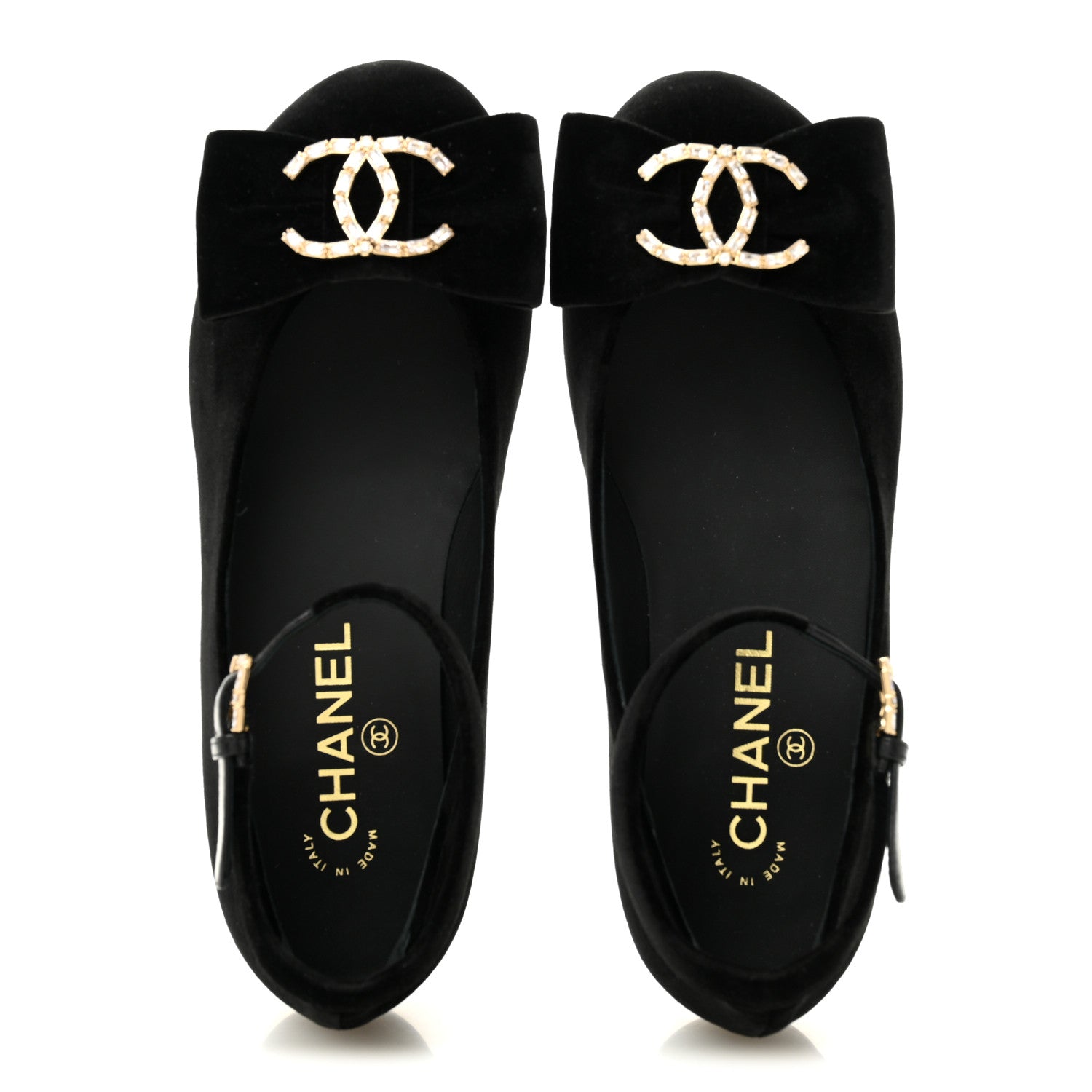 Velvet Strass CC Bow Mary Jane Flats 36 Black