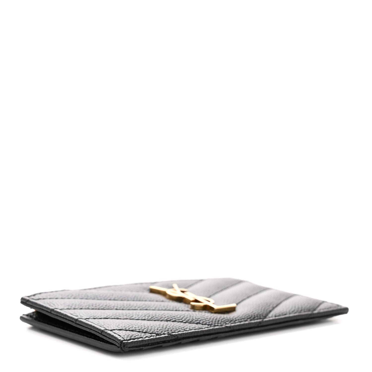 Grain De Poudre Matelasse Chevron Monogram Fragments Zippered Card Case Black
