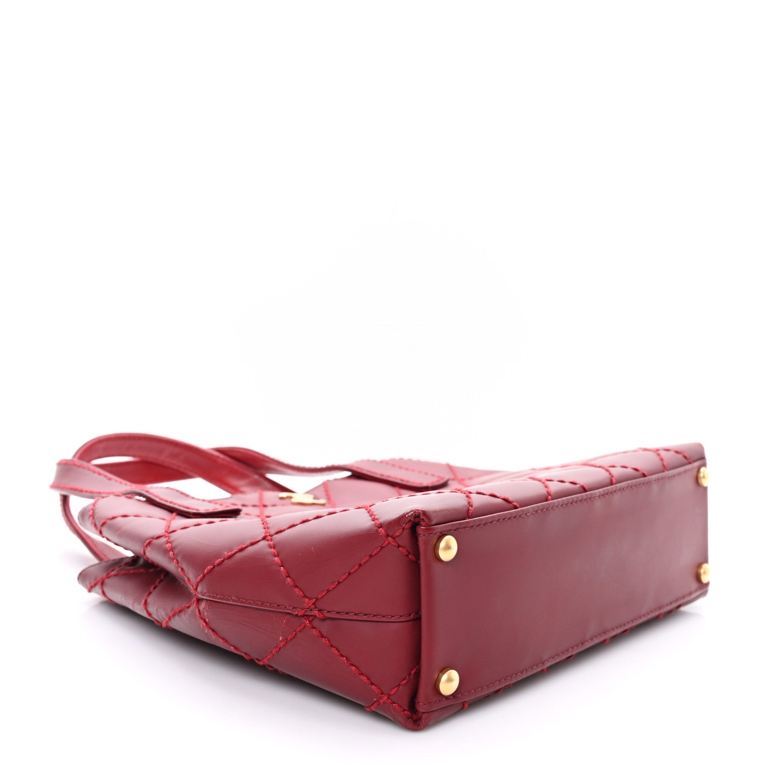 Calfskin Stitch Small Surpique Tote Red