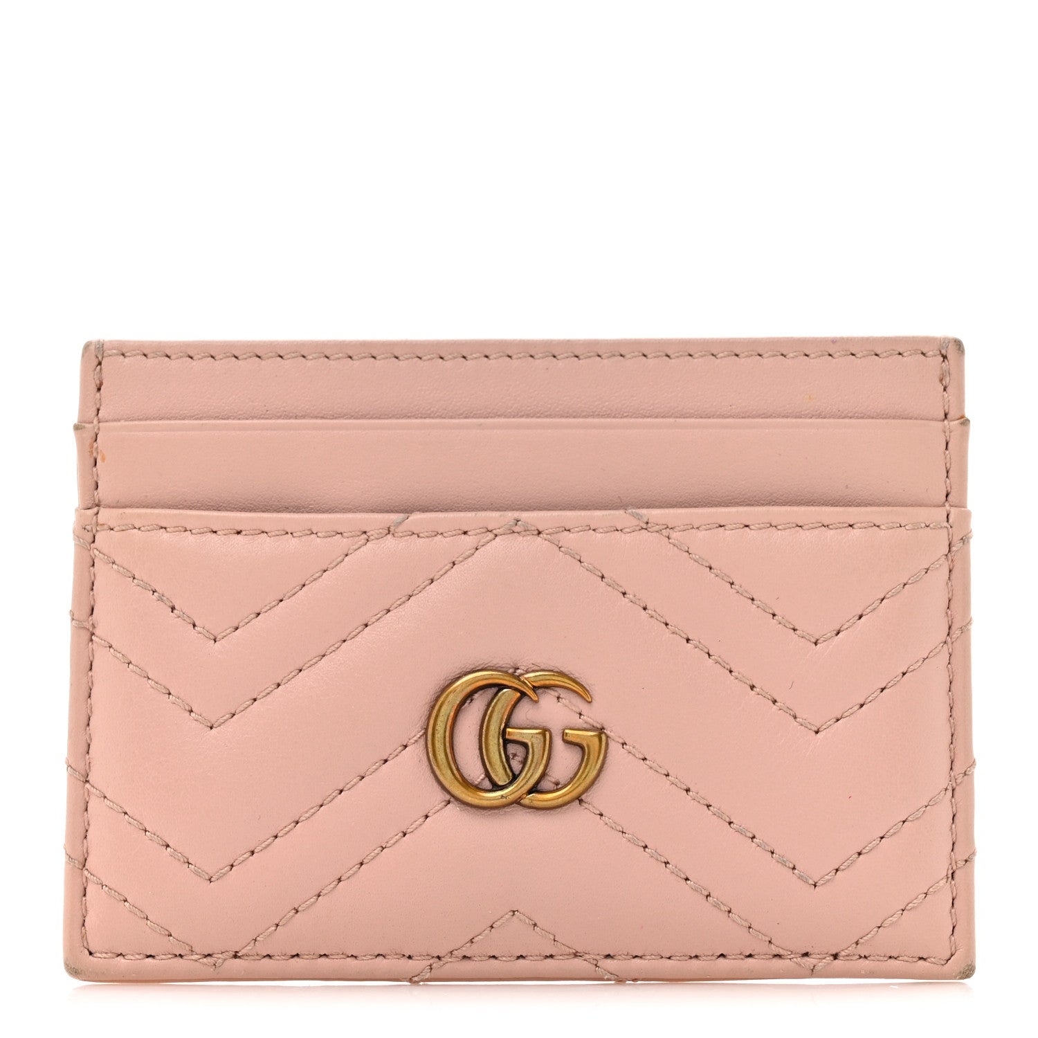 Calfskin Matelasse GG Marmont Card Holder Perfect Pink