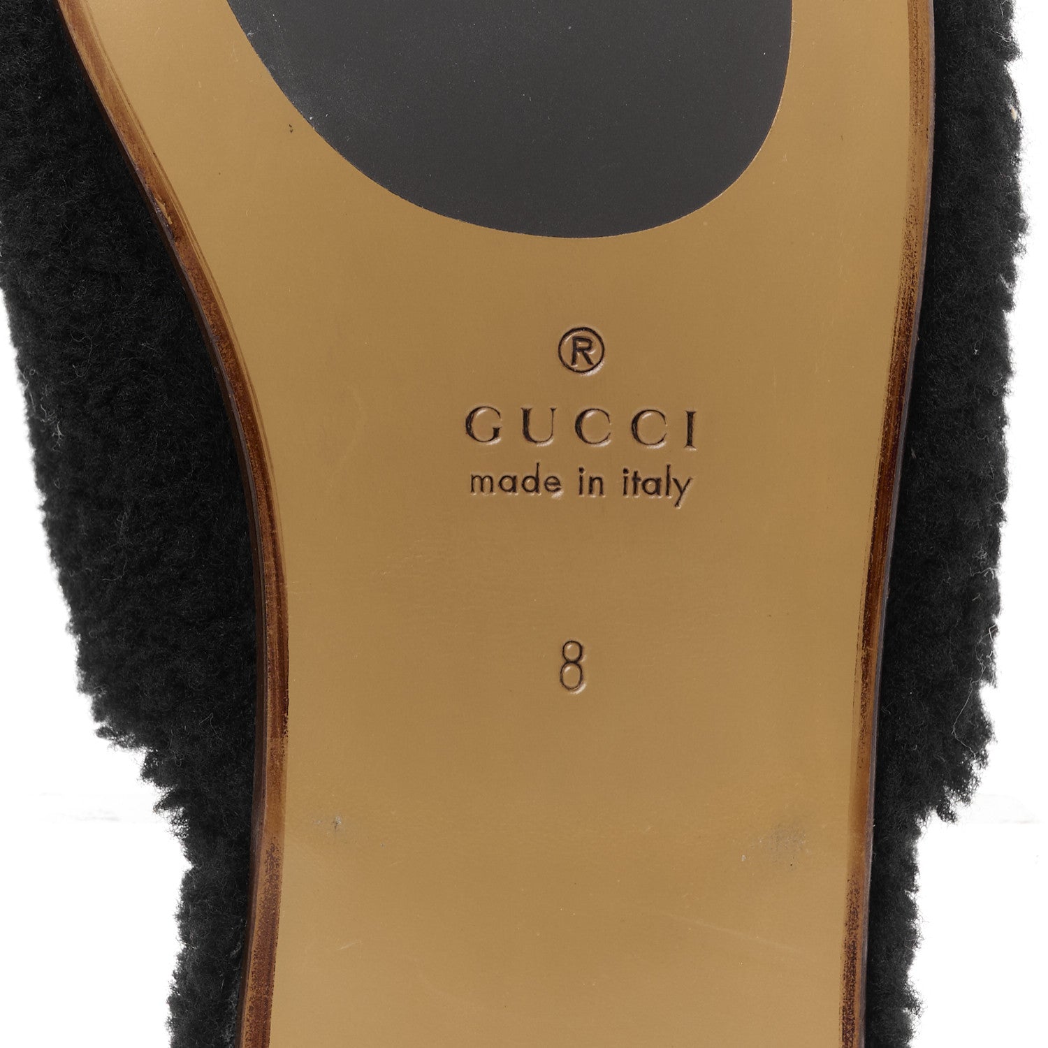 Shearling Interlocking G Mens Eileen Slippers 8 Black Butterscotch
