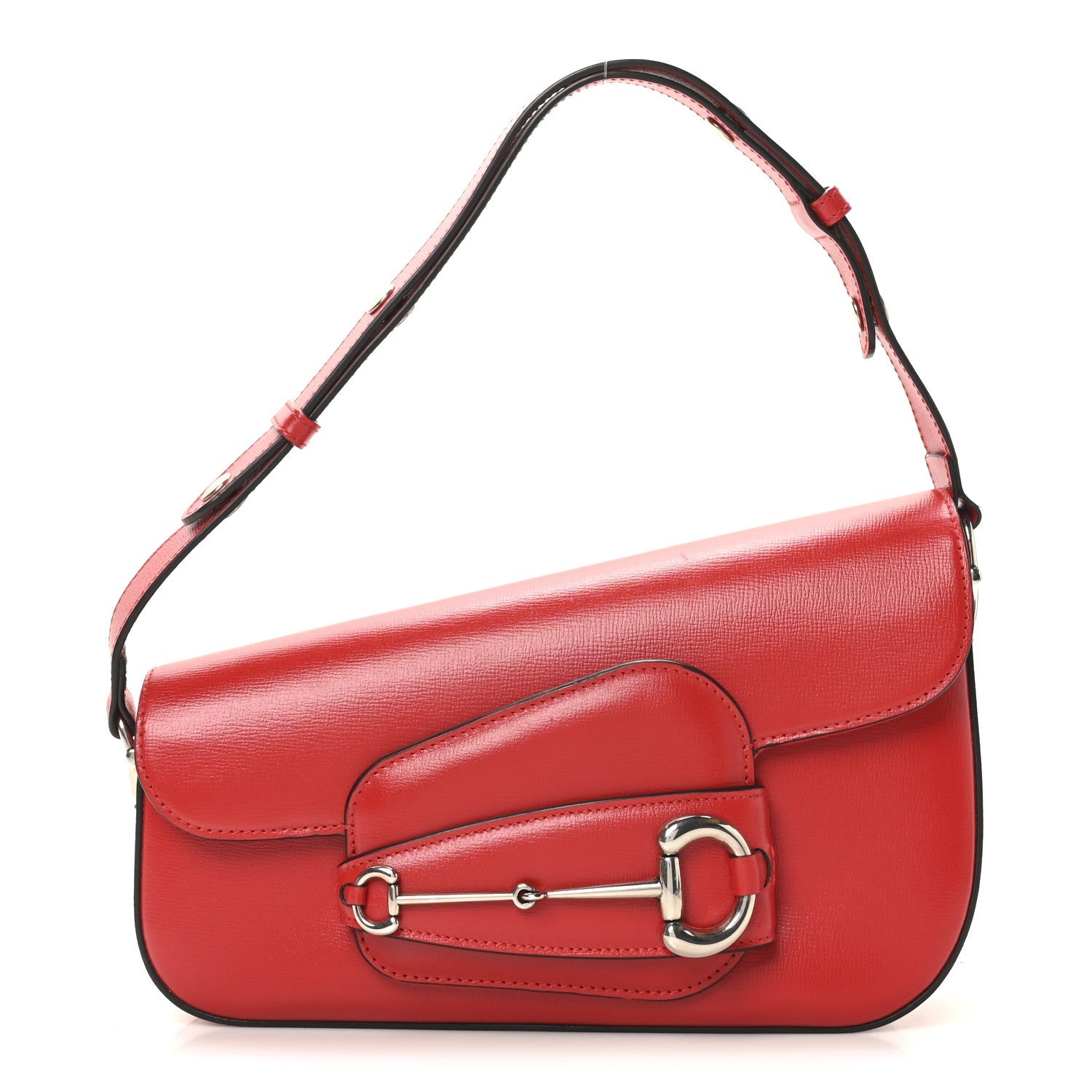 Azalea Calfskin Small Horsebit 1955 Asymmetric Shoulder Bag New Cherry Red