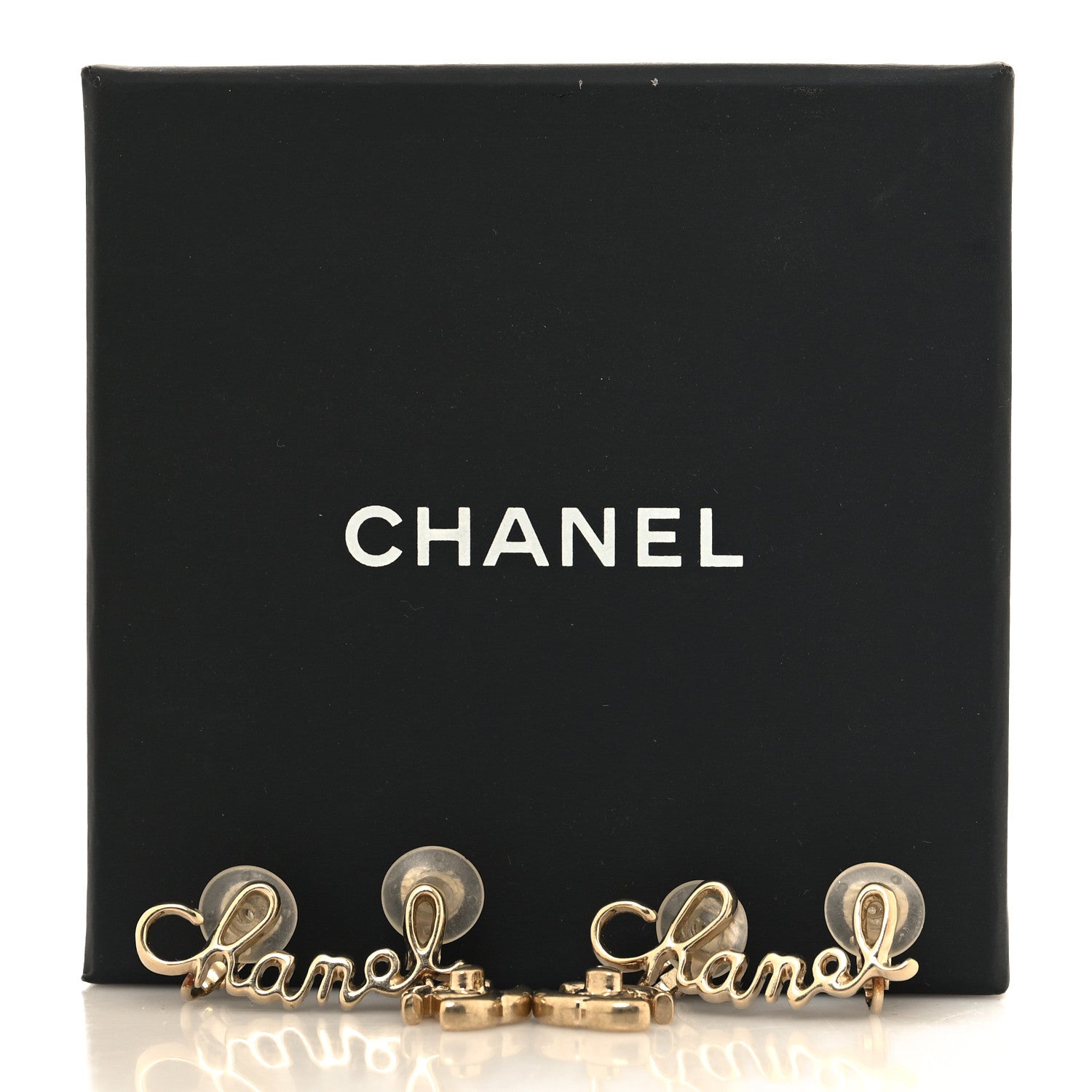Metal Logo CC Turnlock Clip On Earrings Gold