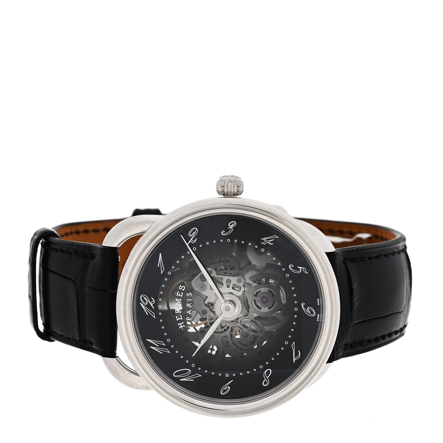 Stainless Steel Alligator 40mm Arceau Squelette Automatic Watch Noir