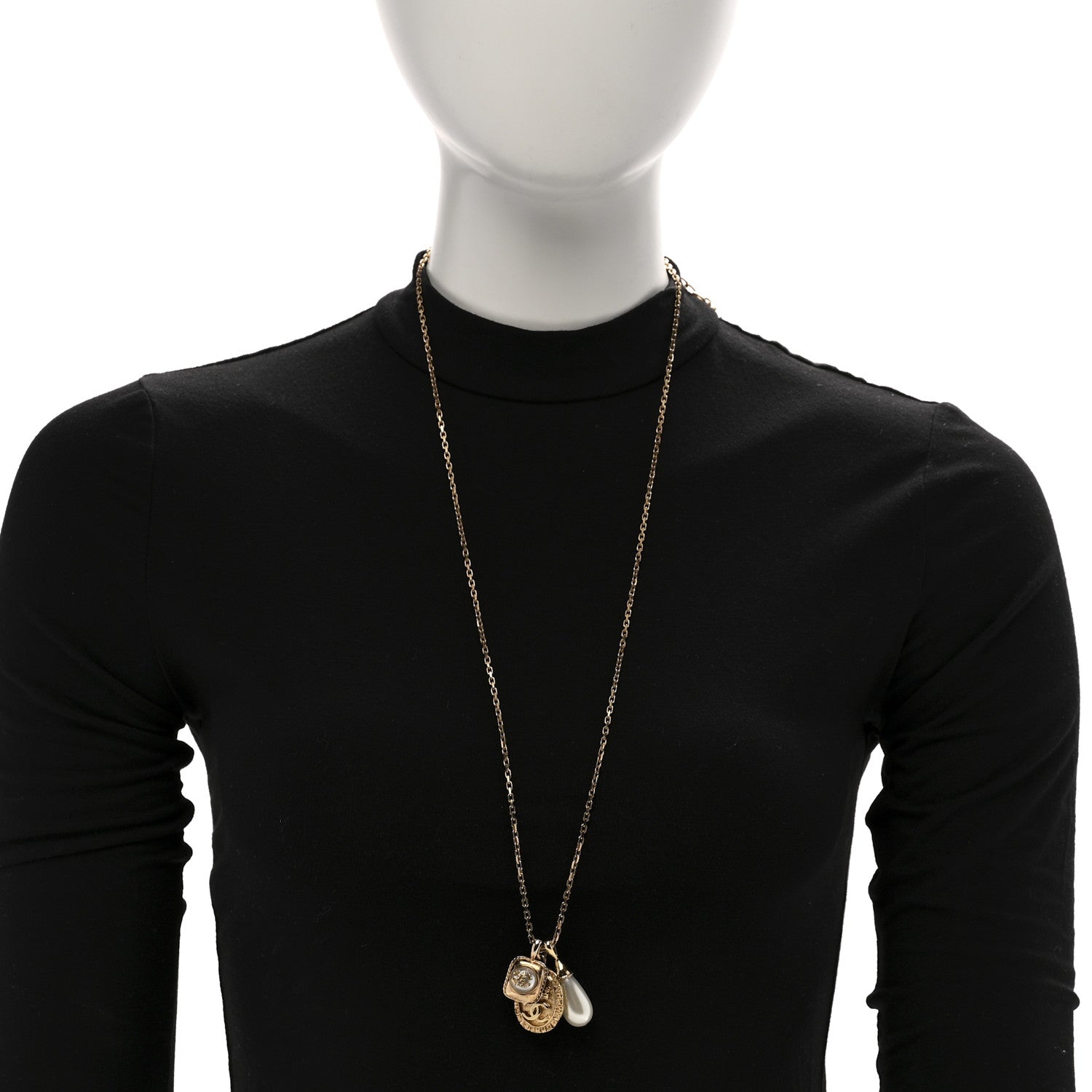 Crystal Pearl Necklace Gold