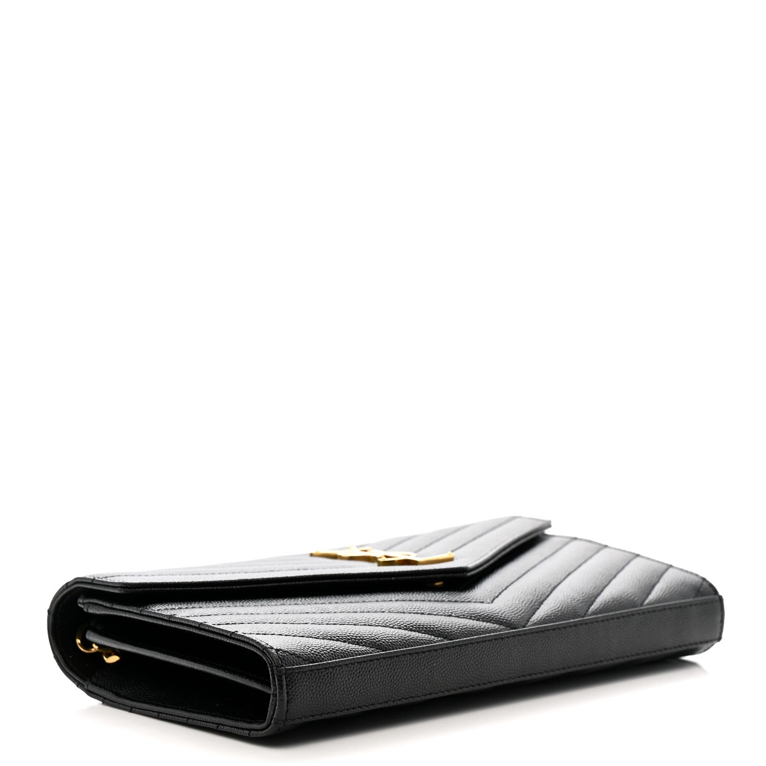 Grain De Poudre Matelasse Chevron Monogram Chain Wallet Black