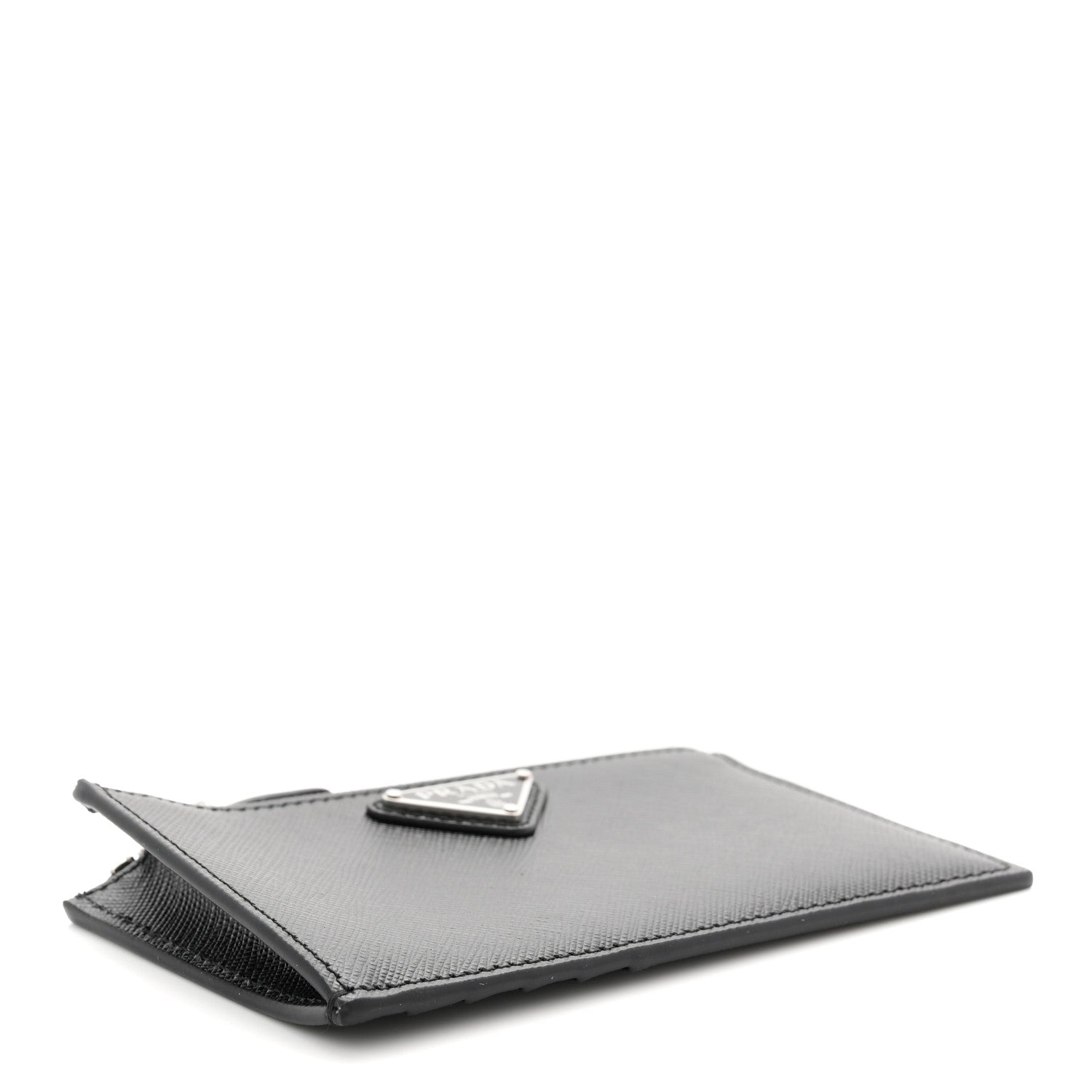 Saffiano Triangle Zip Card Case Black