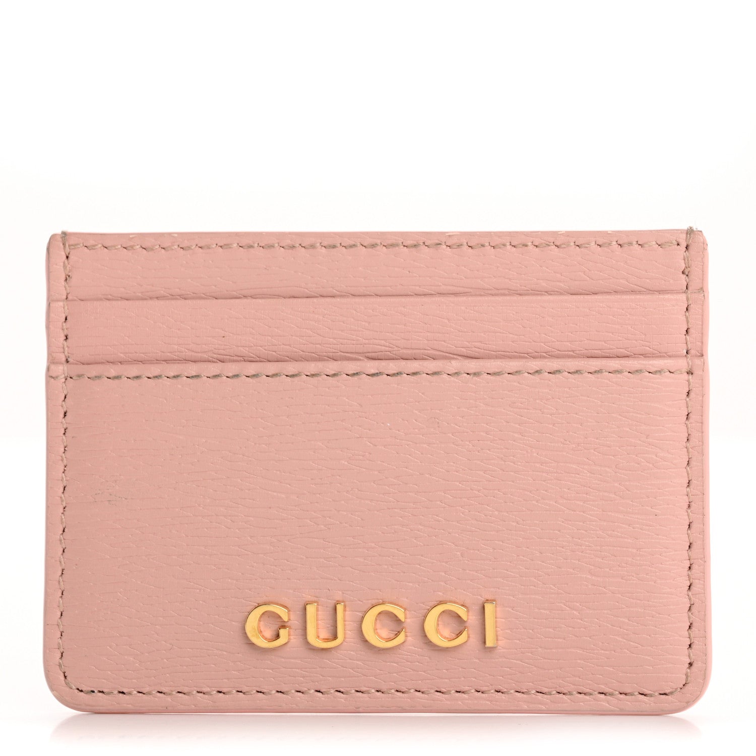 Calfskin Script Card Holder Light Pink