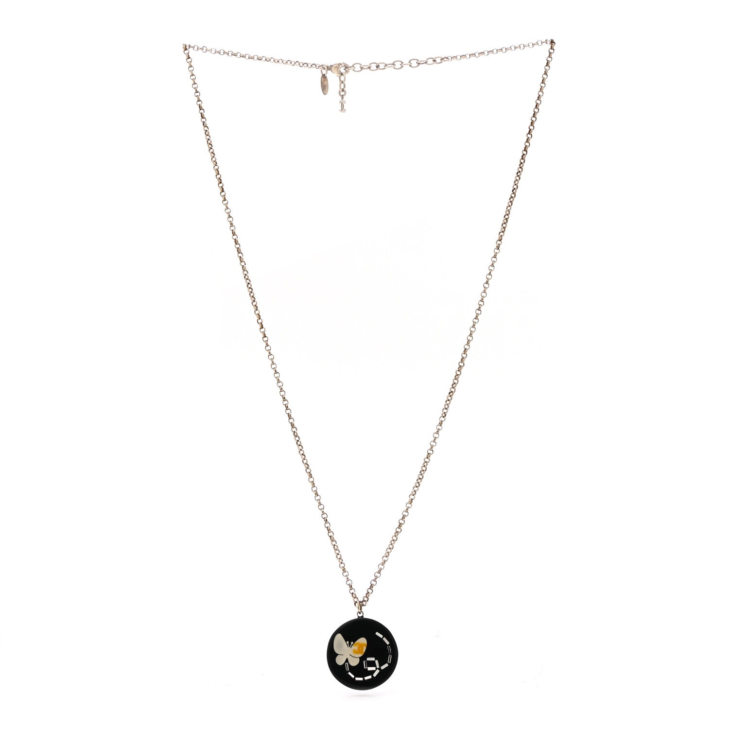 Resin Crystal Butterfly CC Pendant Necklace Gold Black