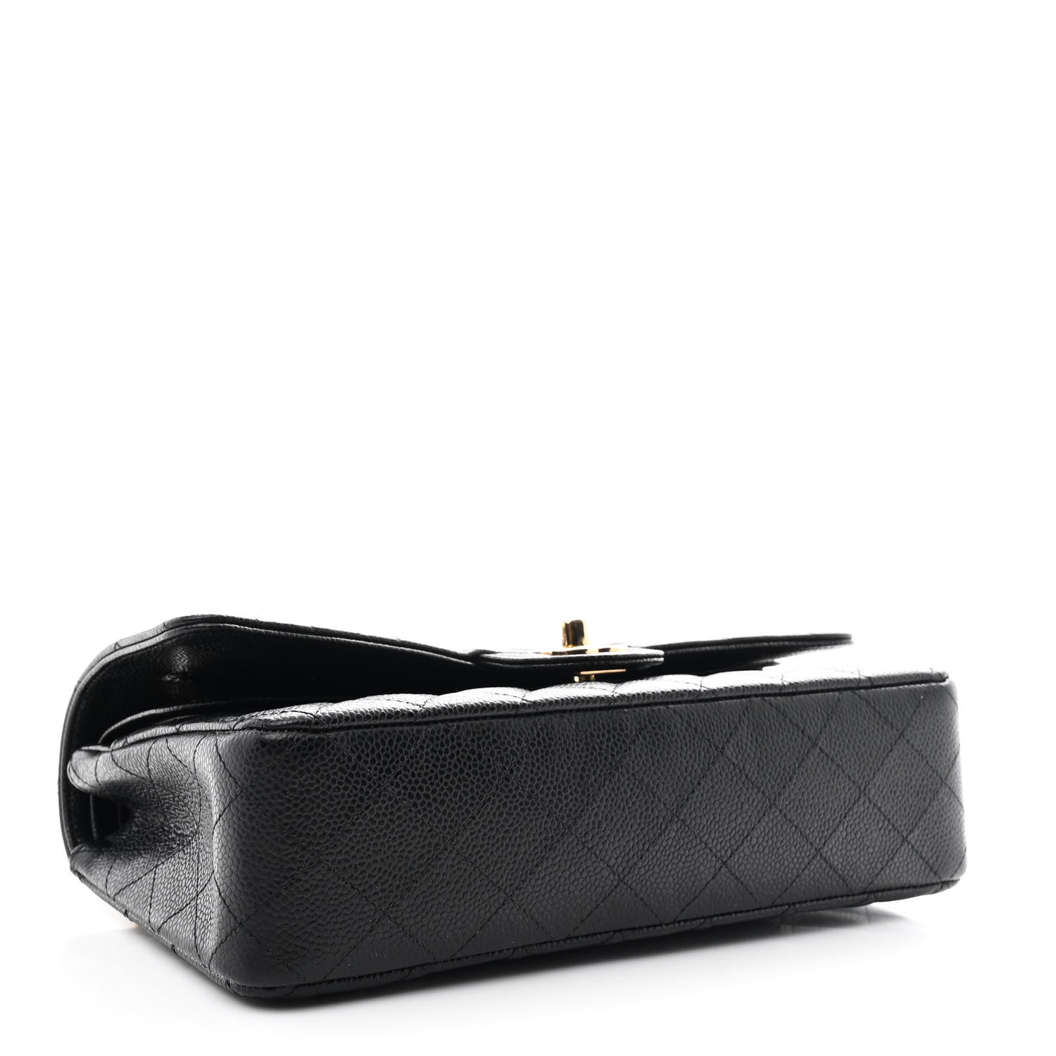Caviar Quilted Medium Double Flap Black