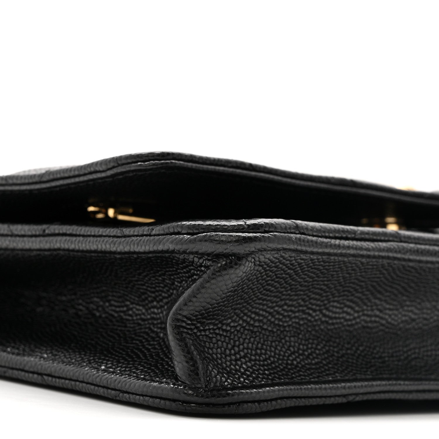 Caviar Quilted Textured CC Wallet On Chain WOC Black