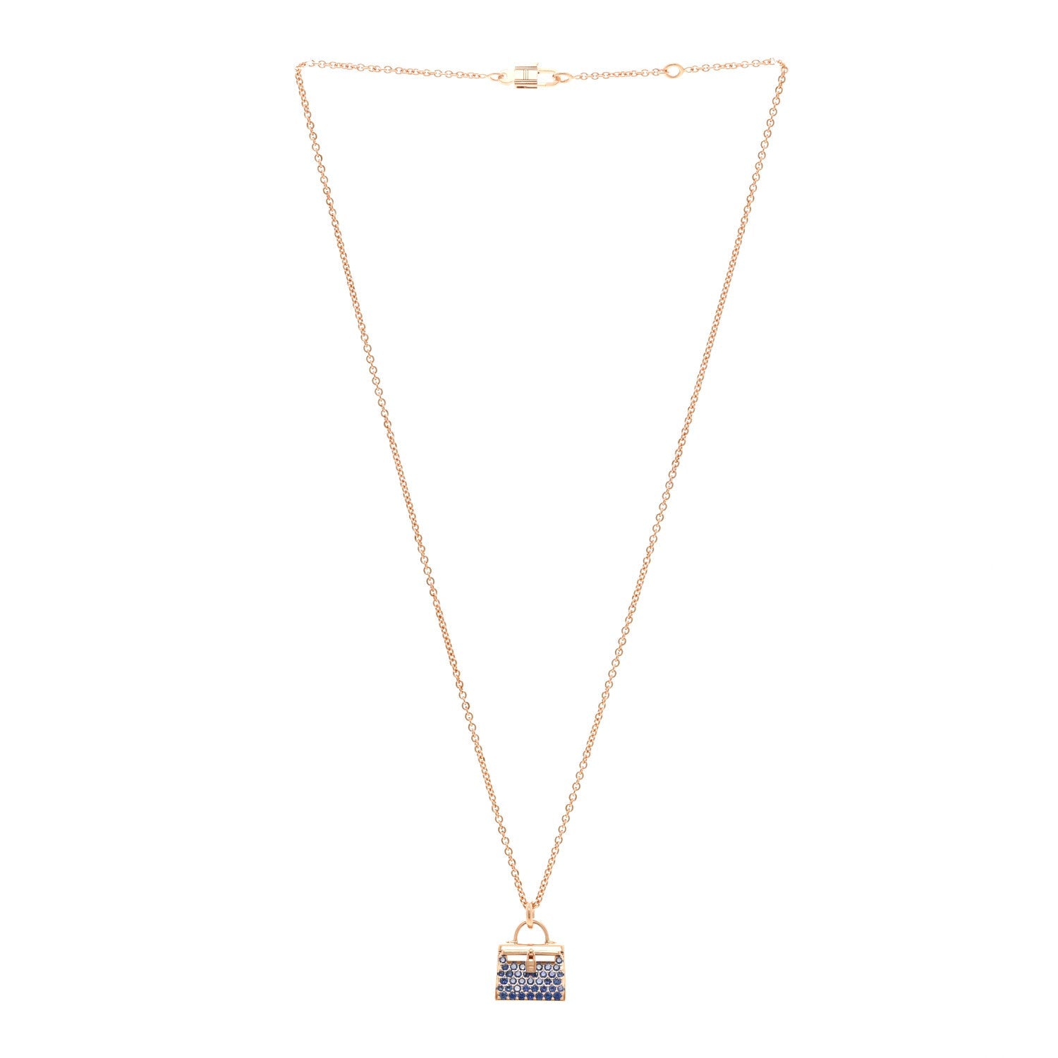 18K Rose Gold Blue Sapphire Kelly Amulettes Pendant Necklace