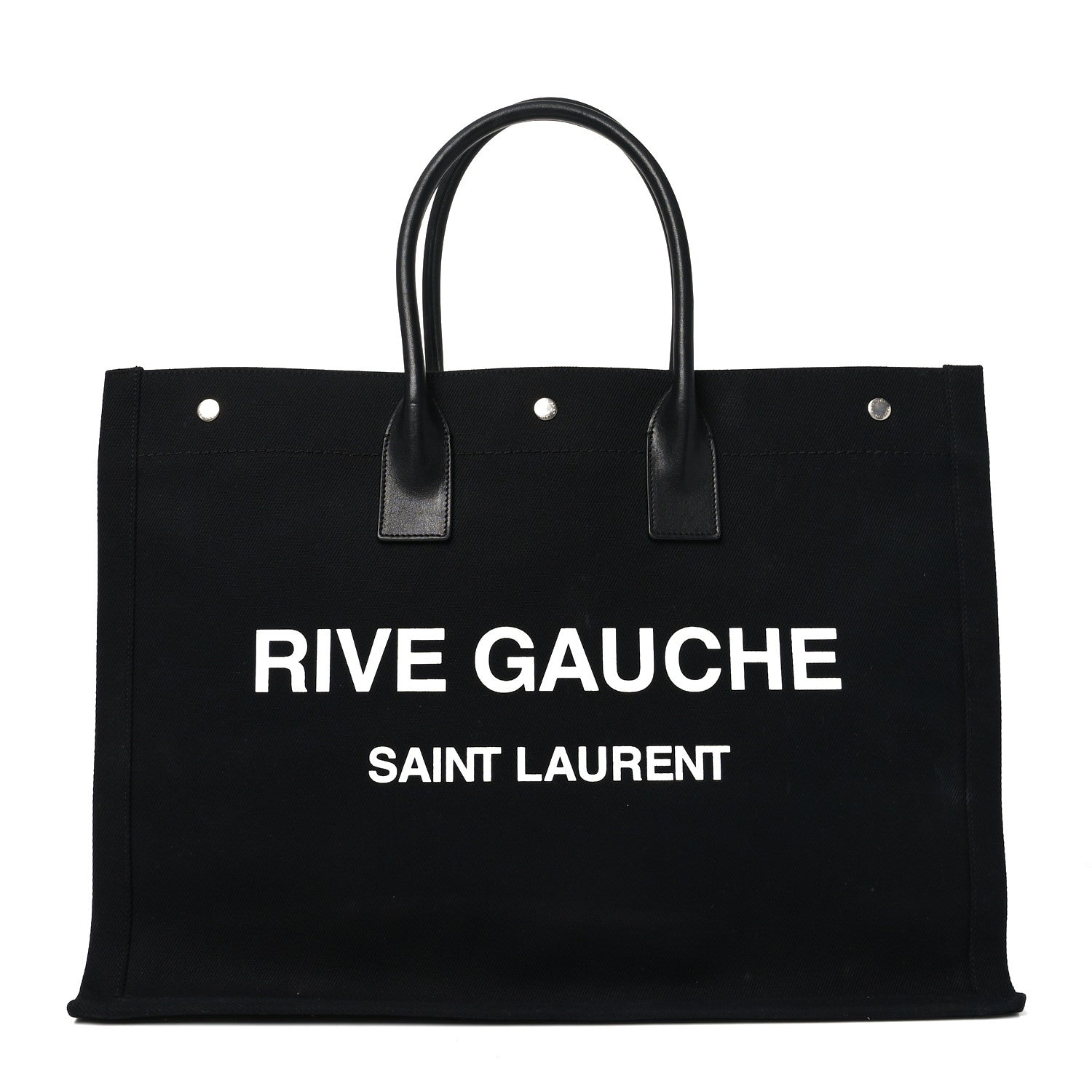 Linen Calfskin Rive Gauche Tote Black