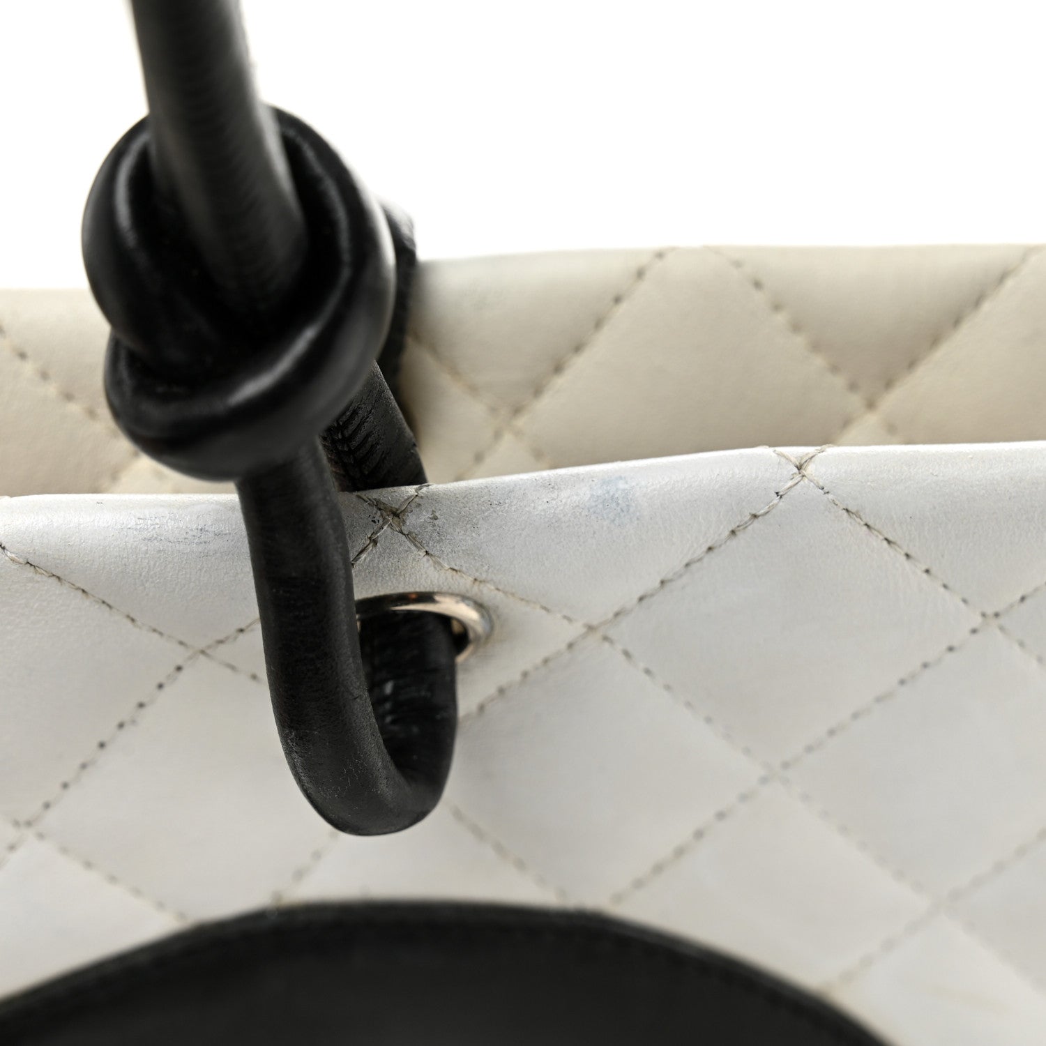 Calfskin Quilted Medium Cambon Tote White Black