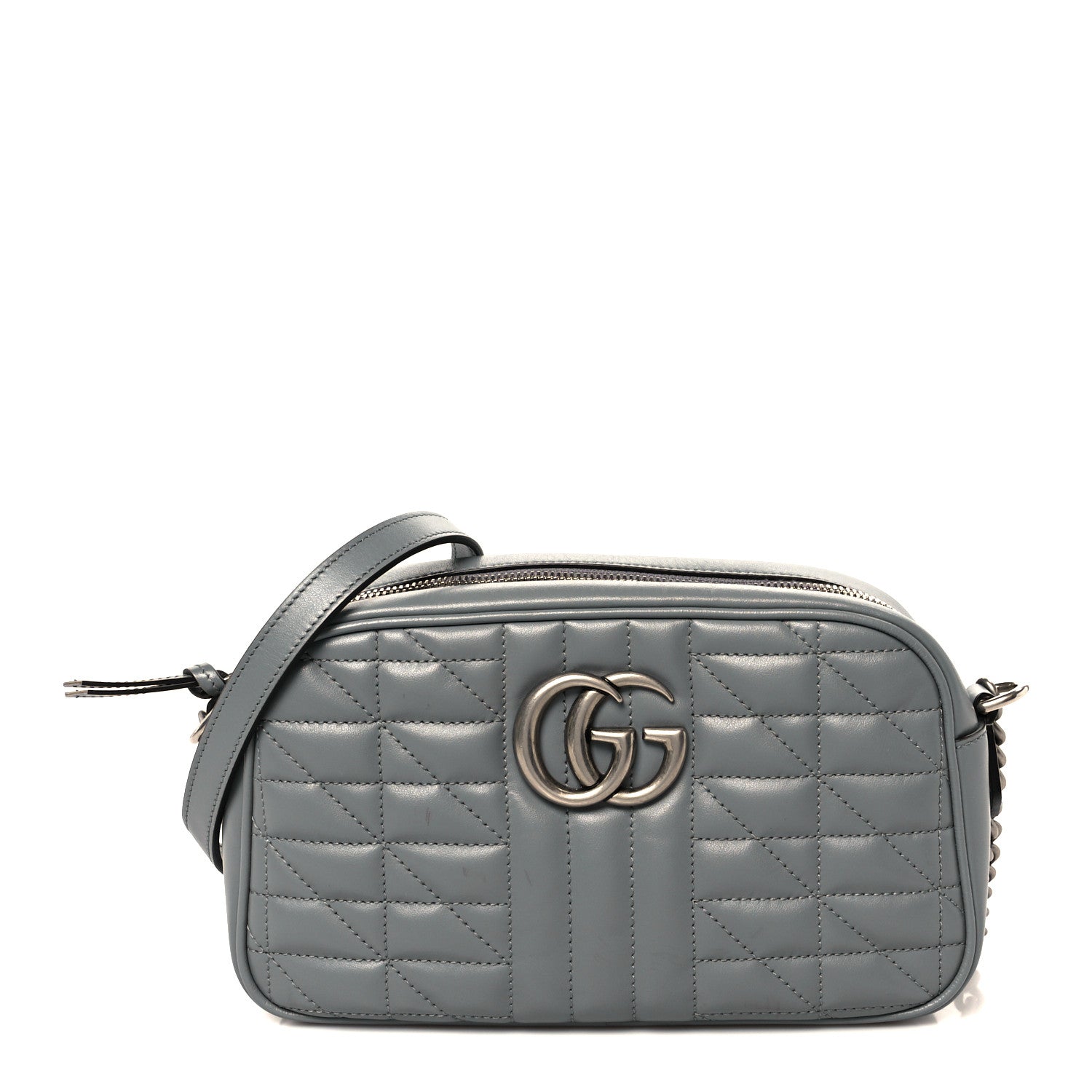Calfskin Matelasse Aria Small GG Marmont Chain Shoulder Bag Deep Grey