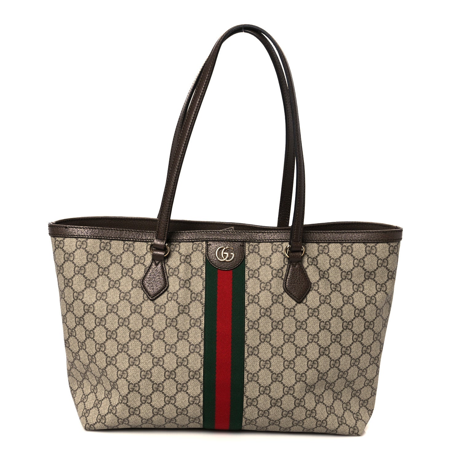 GG Supreme Monogram Medium Ophidia Shopping Tote Brown