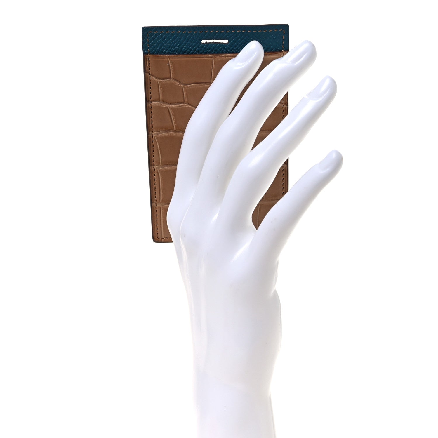 Matte Alligator Epsom Petit H Lanyard Card Holder Chai Vert Bosphore