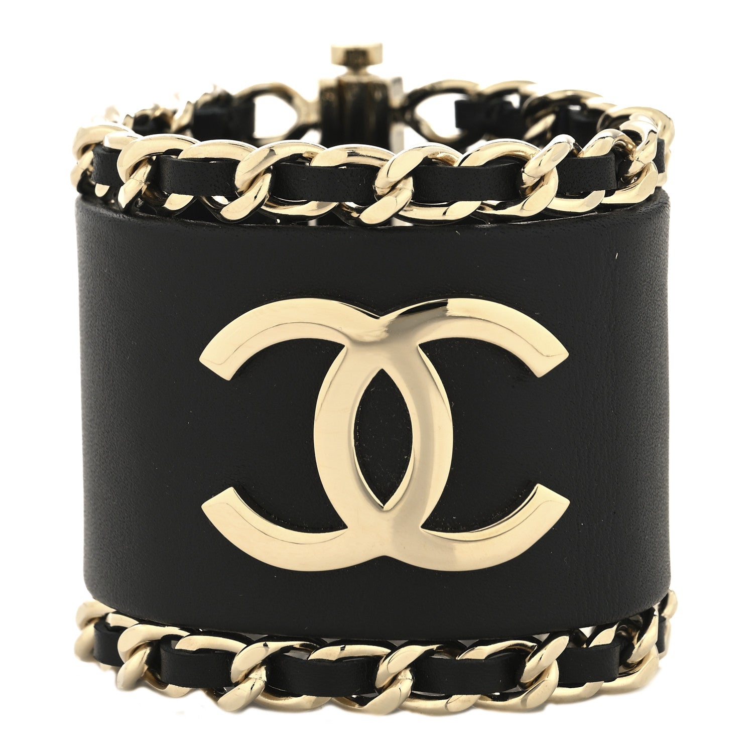 Lambskin Chain CC Bracelet S Black Gold