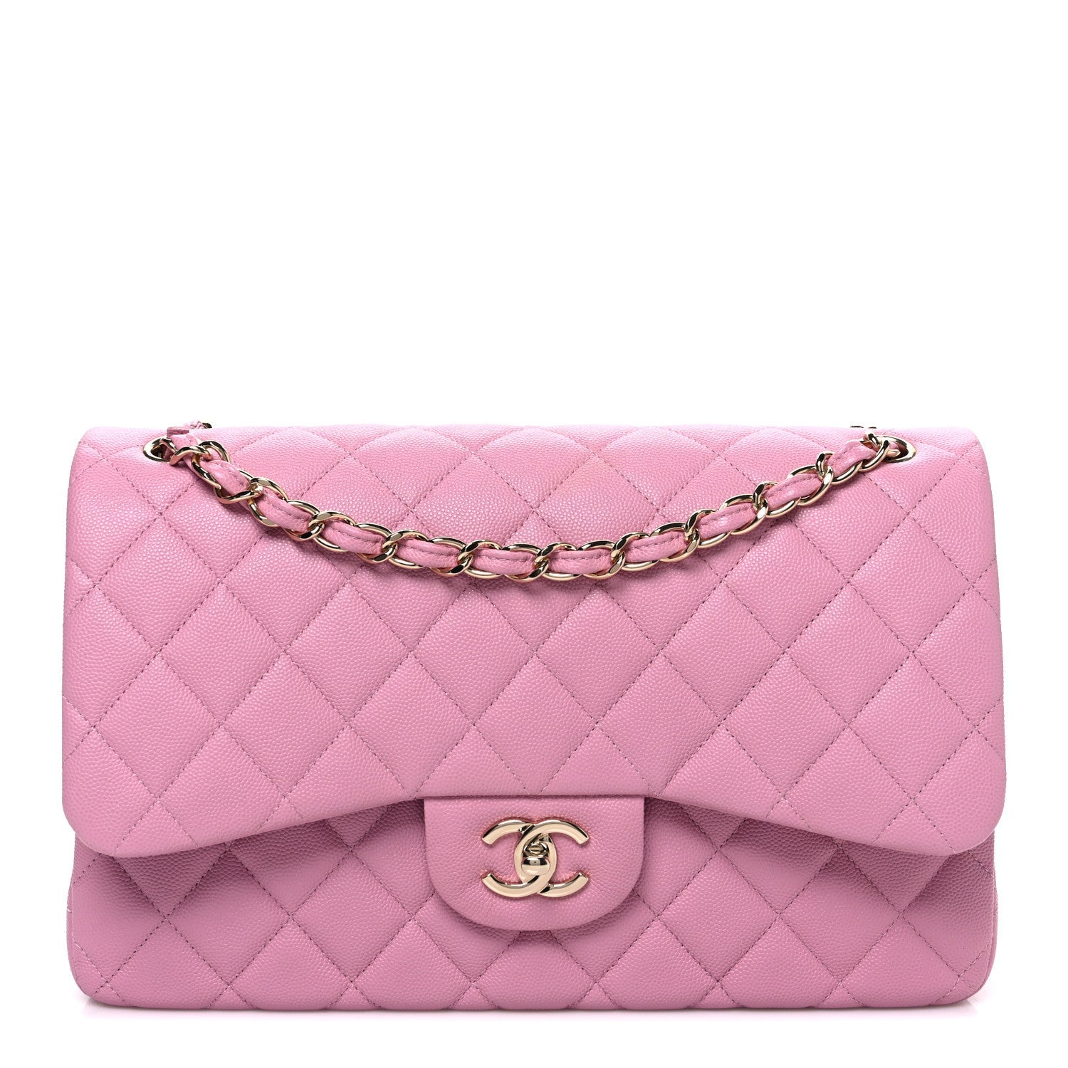 Caviar Quilted Jumbo Double Flap Pink